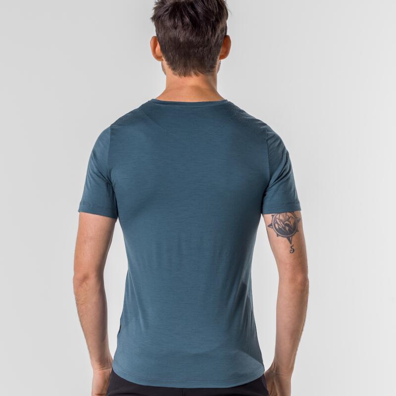 T-shirt Tracking Merino Light Dark Petrol homme – Bleu 4/5