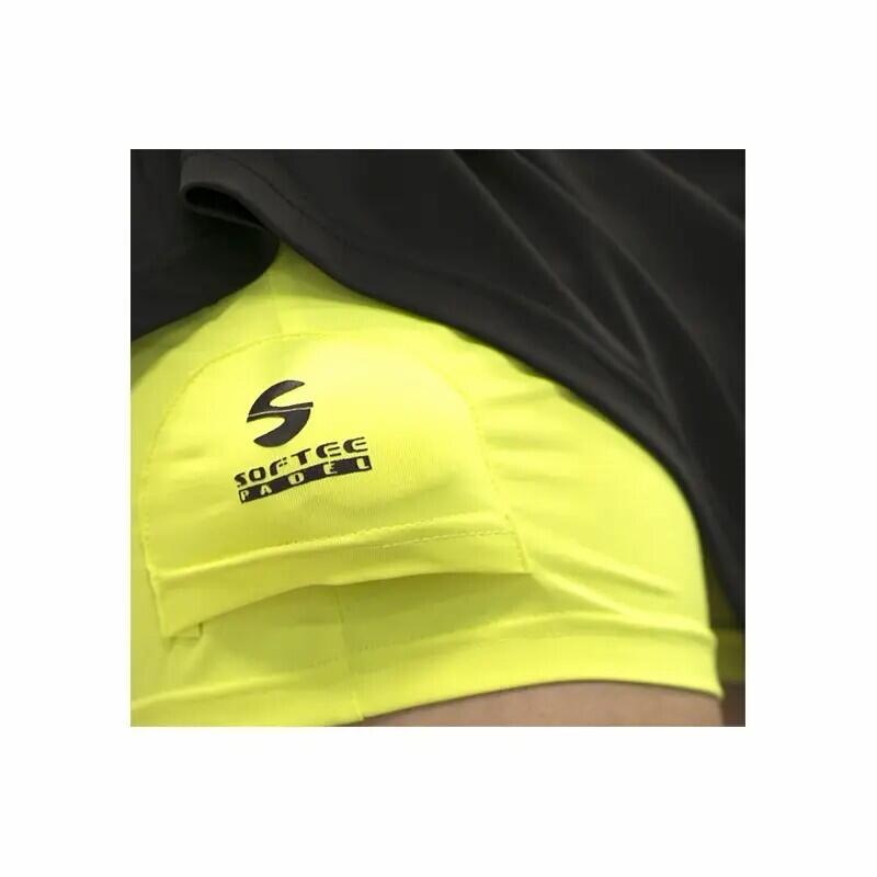 Rochie Softee Atenea - scurtă, mulată, negru cu galben fluor