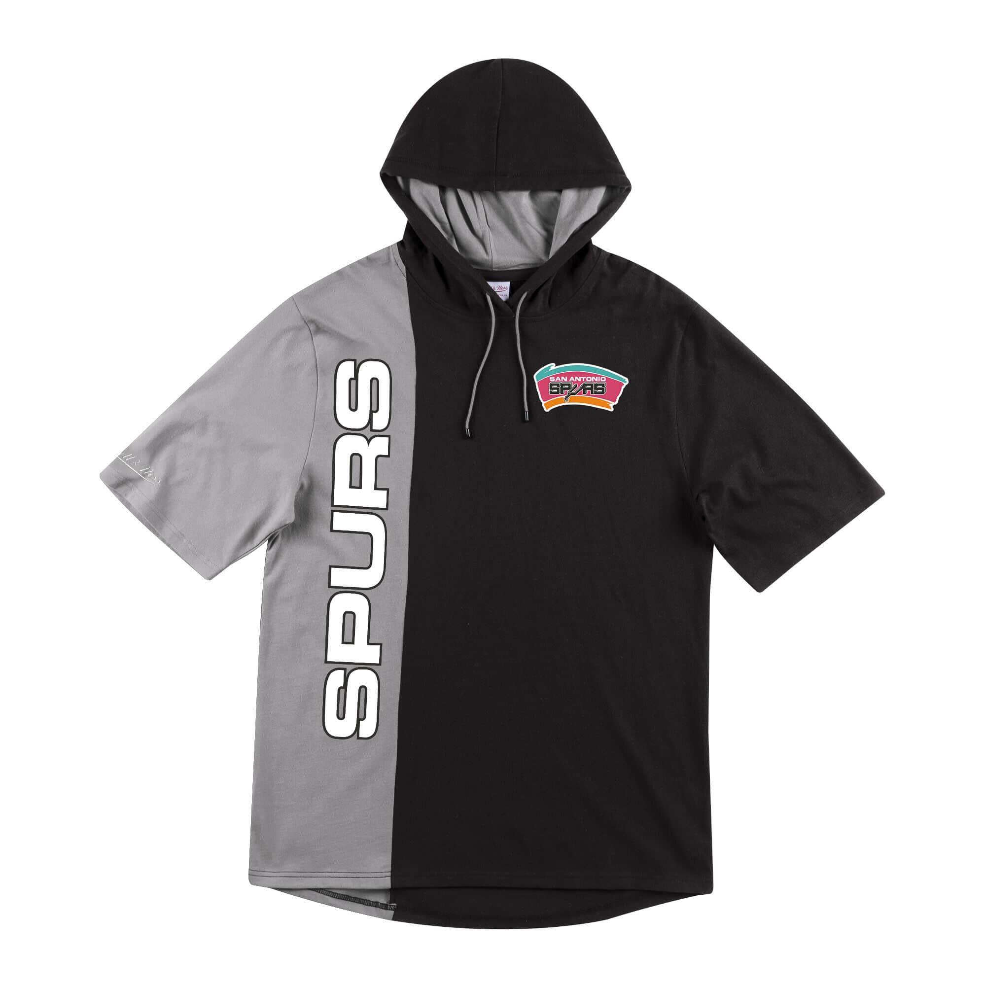 MITCHELL & NESS Felpa con cappuccio a manica corta San Antonio Spurs split