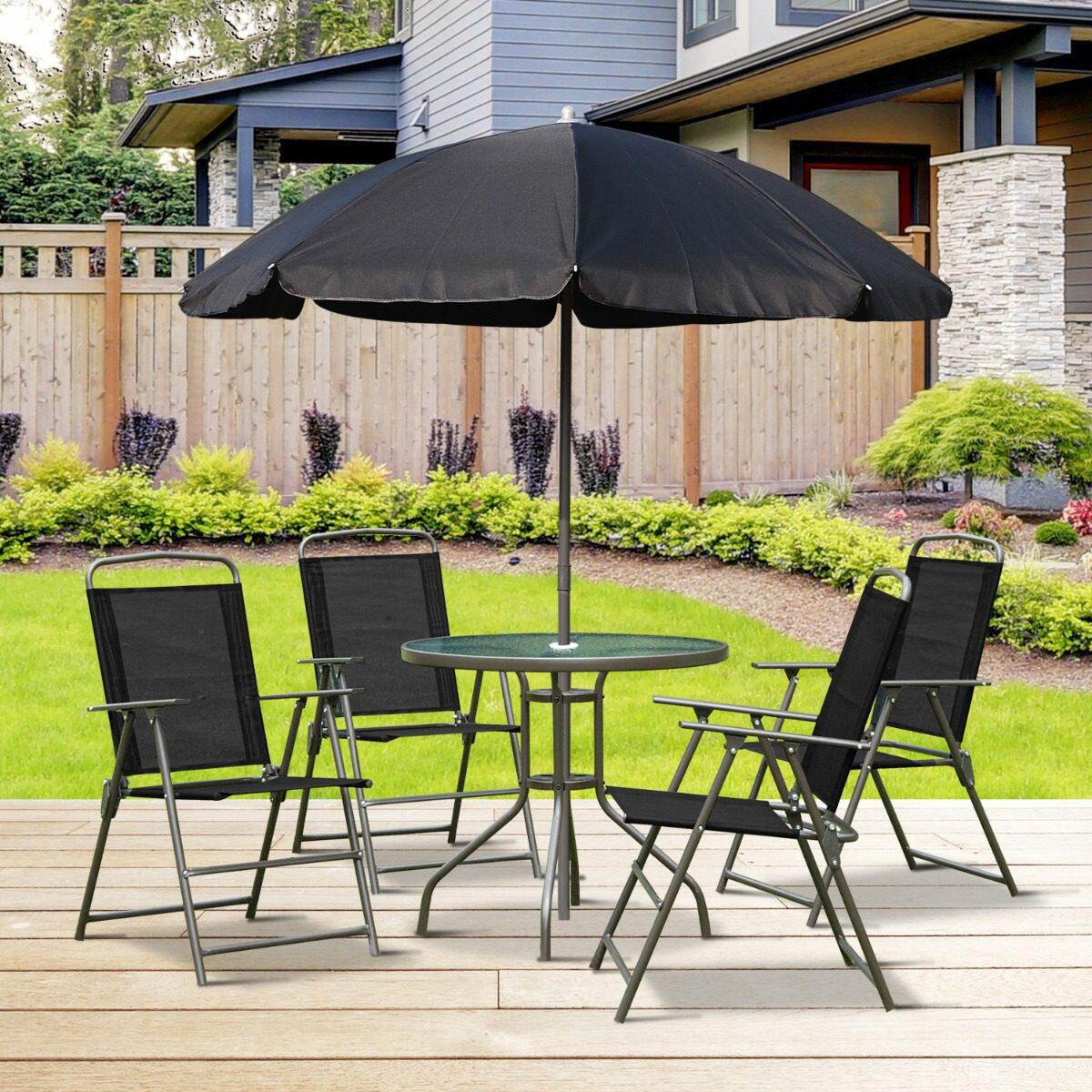 Conjunto de Móveis de Jardim Outsunny 80x80x69.5 cm Preto