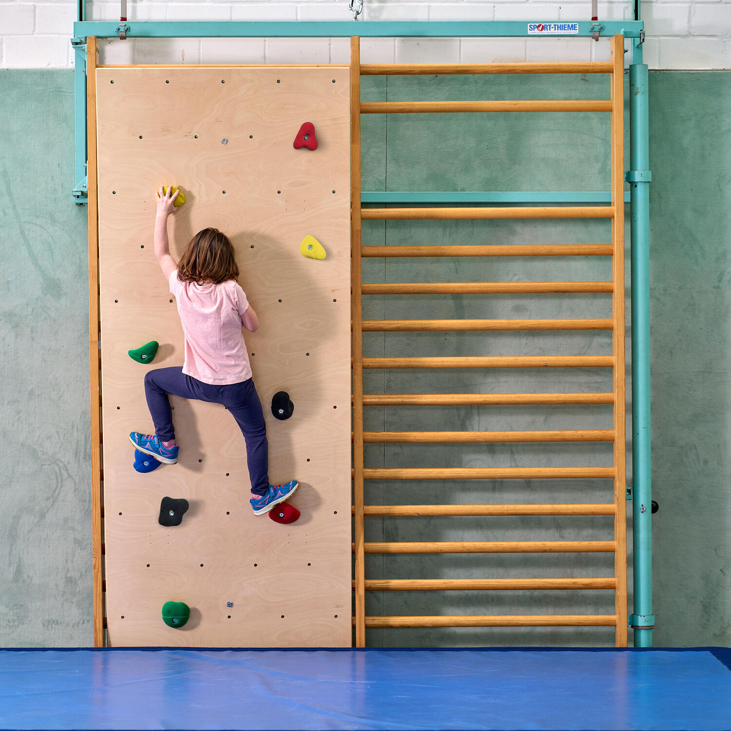 Kletterwand für Sprossenwand inkl. Klettergriff-Set Kinder Fitnesstraining 3/3