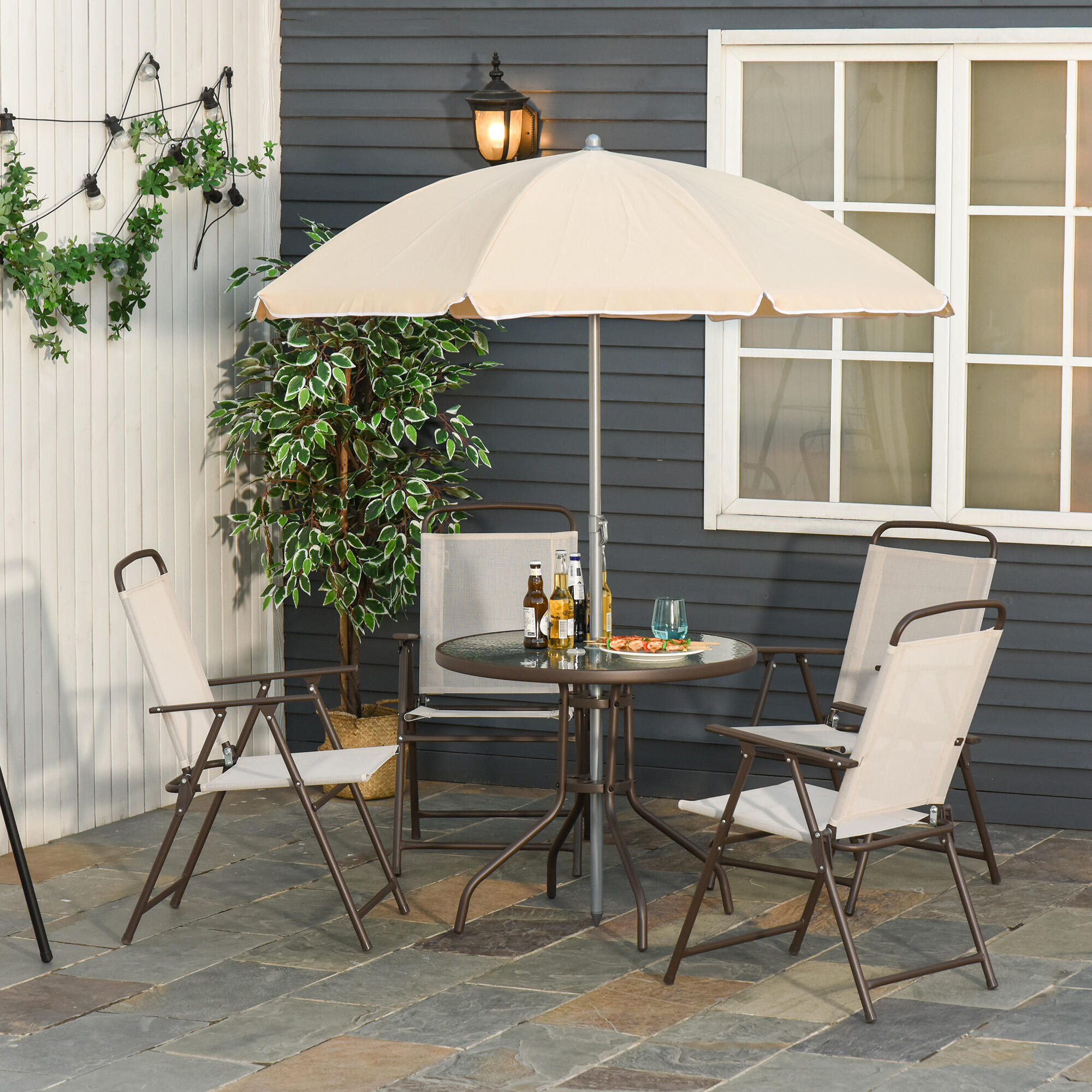Conjunto de Muebles para Camping Outsunny 80x80x69,5 cm beige 2/7