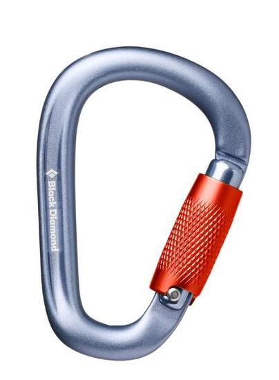Karabiner Black Diamond Pearlock Twistlock HMS grau heißgeschmiedet 23 kN 84 g