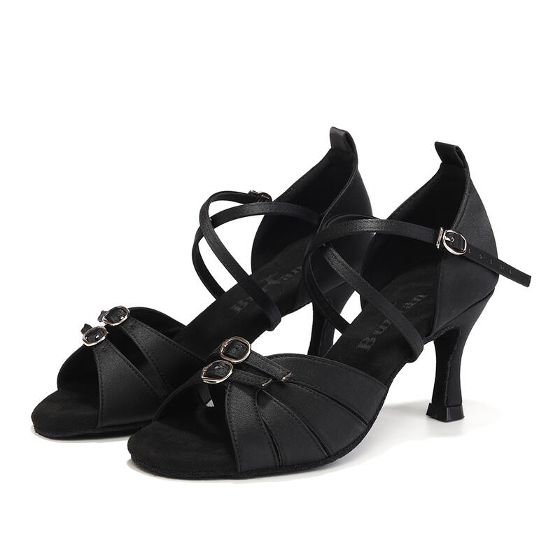Burtan chaussures de danse latino salsa kizomba "malaga" - noir 7 cm
