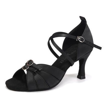 Burtan chaussures de danse latino salsa kizomba "malaga" - noir 7 cm
