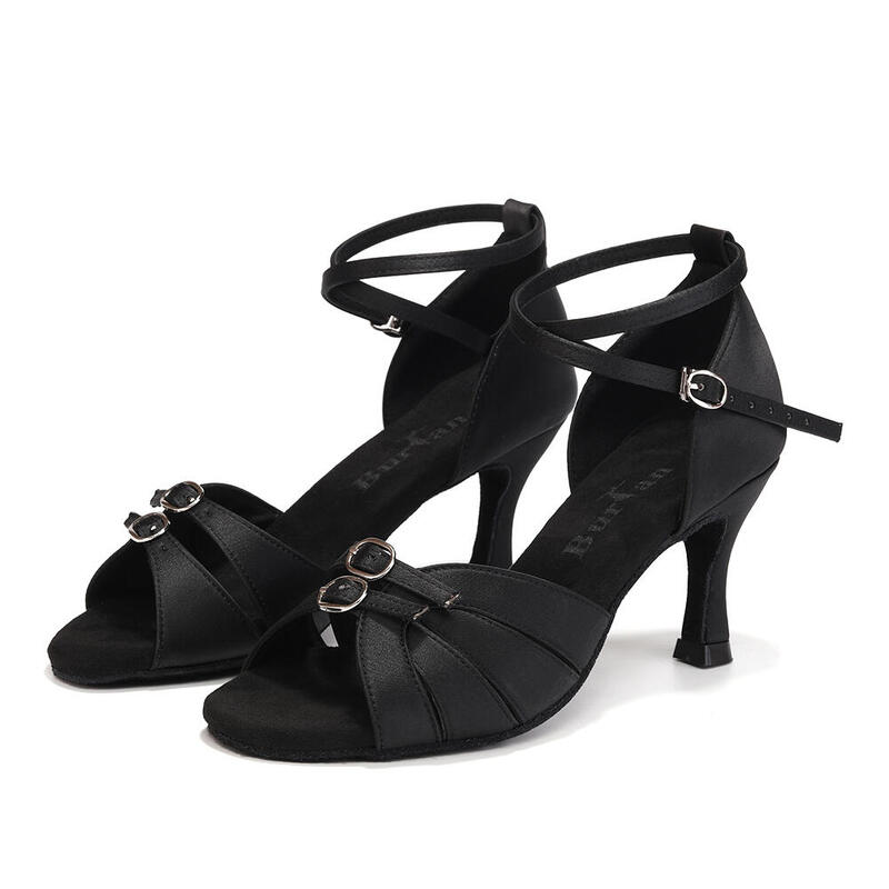 Burtan chaussures de danse latino salsa kizomba "malaga" - noir 7 cm