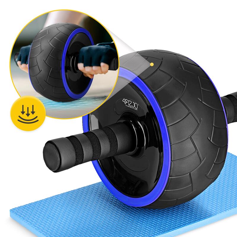 Koło do ćwiczeń mięśni brzucha 4FIZJO AB WHEEL PRO czarno-niebieskie