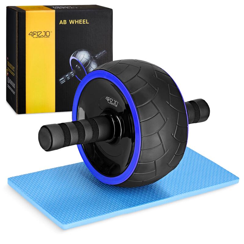 Koło do ćwiczeń mięśni brzucha 4FIZJO AB WHEEL PRO czarno-niebieskie