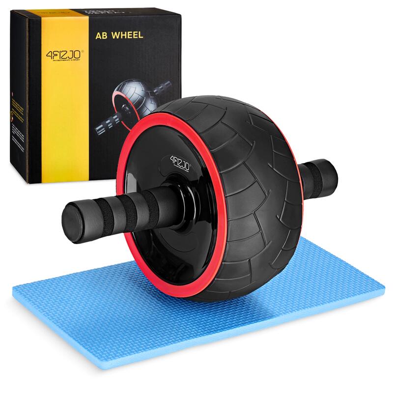 Koło do ćwiczeń mięśni brzucha 4FIZJO AB WHEEL PRO czarno-czerwone