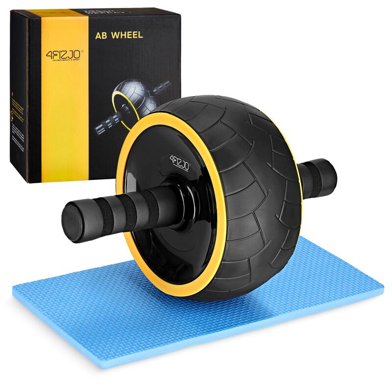 Koło do ćwiczeń mięśni brzucha 4FIZJO AB WHEEL PRO czarno-żółte
