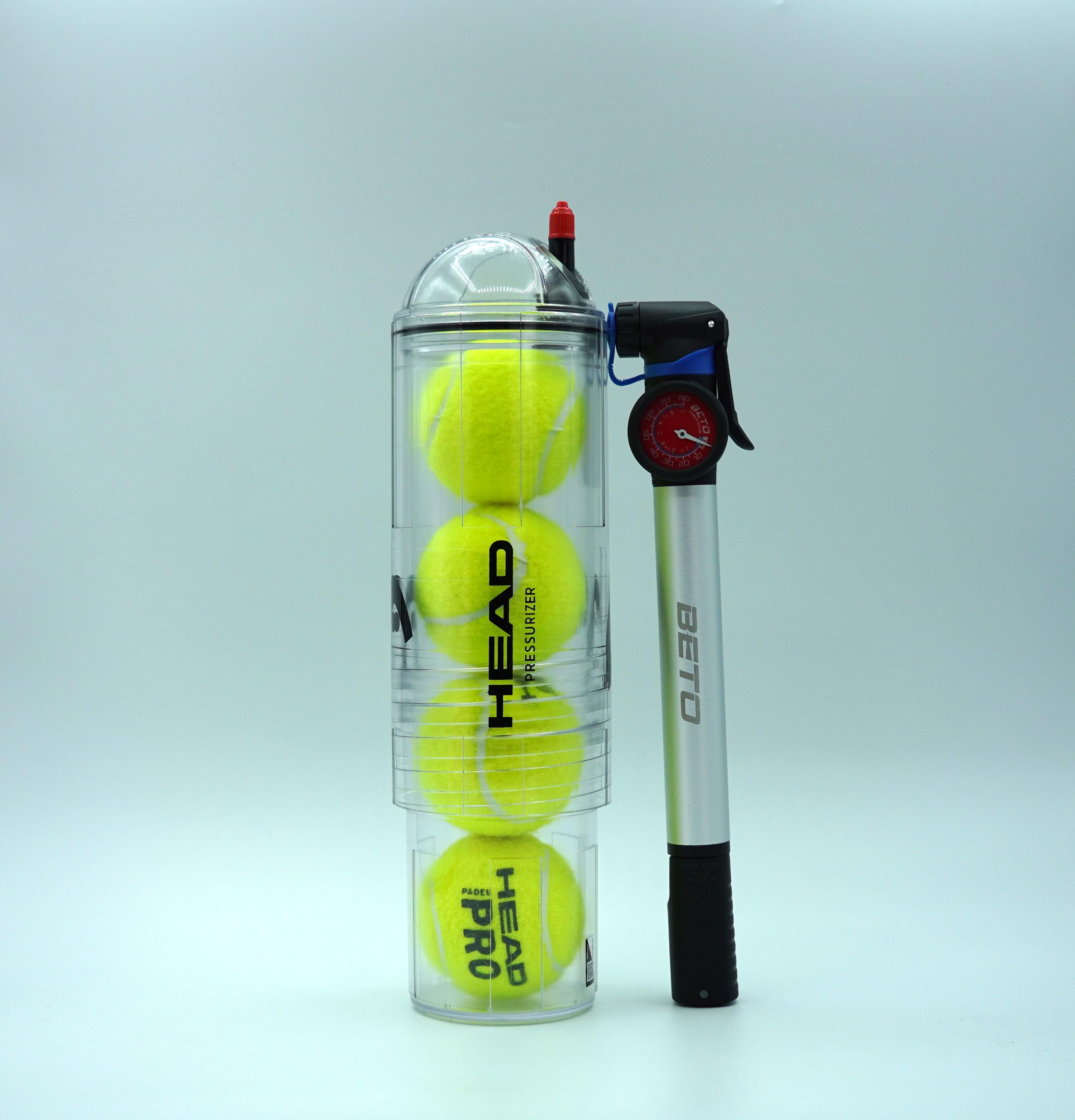 Pressuriseur de balles de tennis et de padel | HEAD X4 PUMP + Pompe à air 27cm 3/8