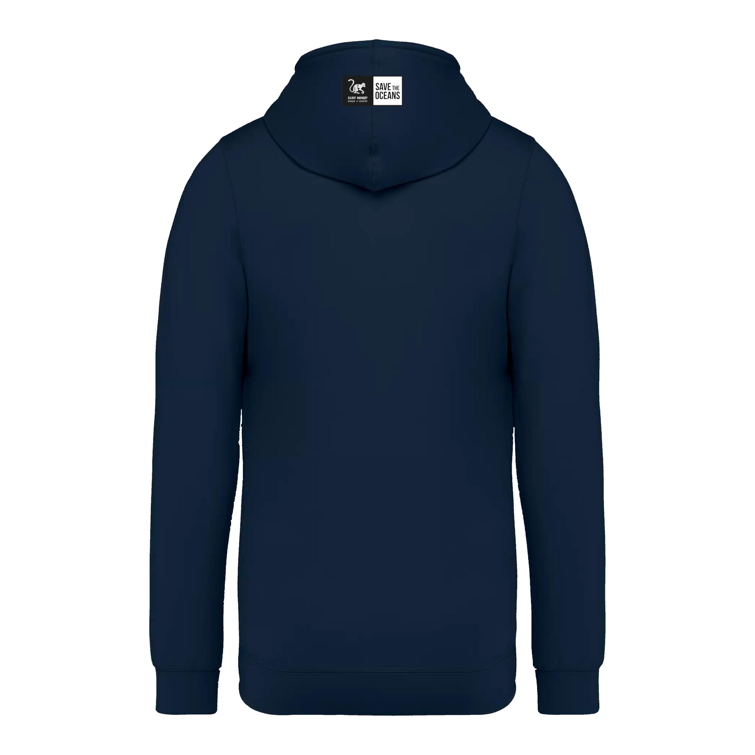 Sudadera Capucha cremallera - Hombre/Mujer - Ecológica (Azul Marino) 2/6