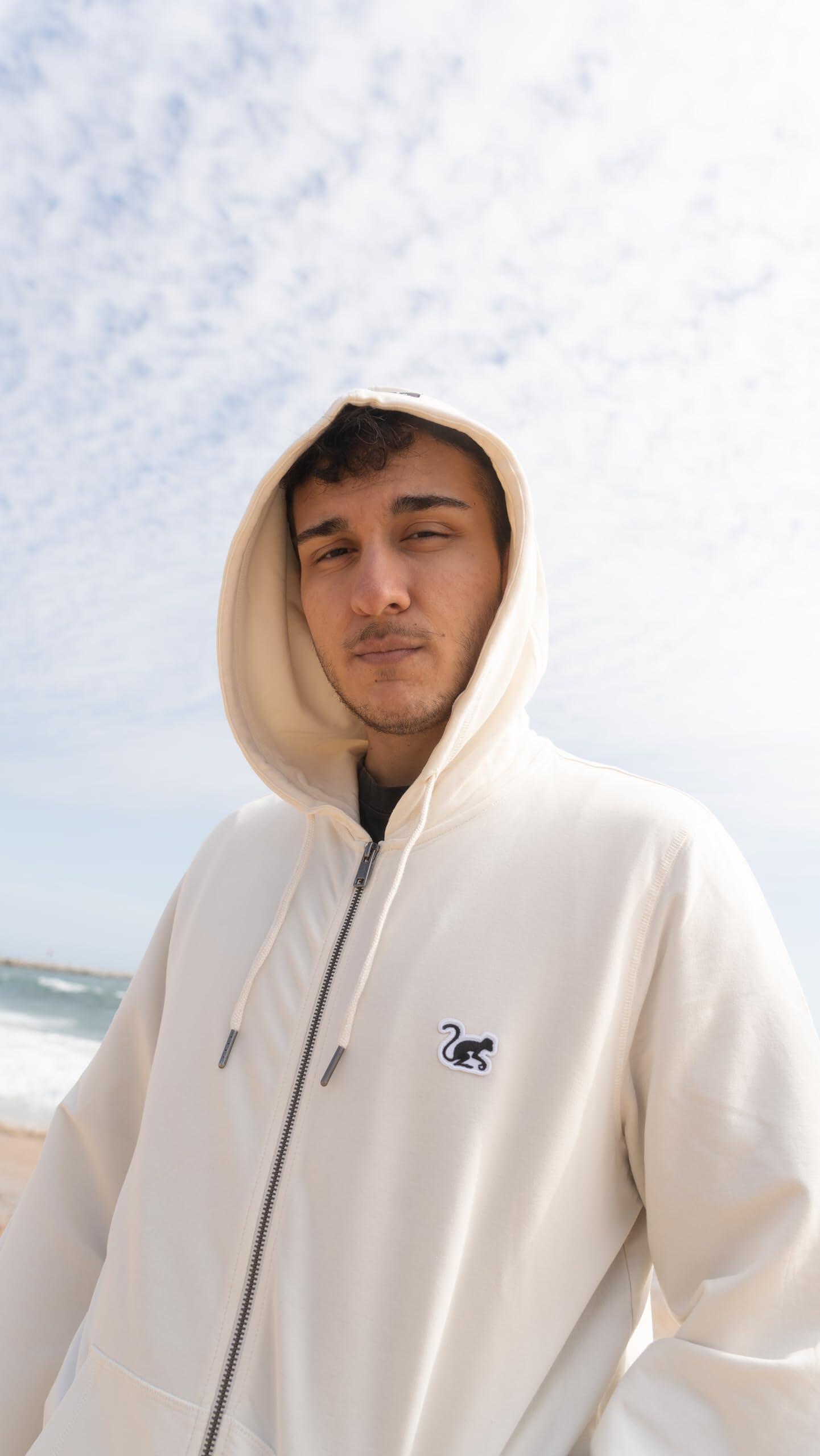 Sweat à capuche zippé pour homme/femme – Écologique (Blanc cassé) 5/7