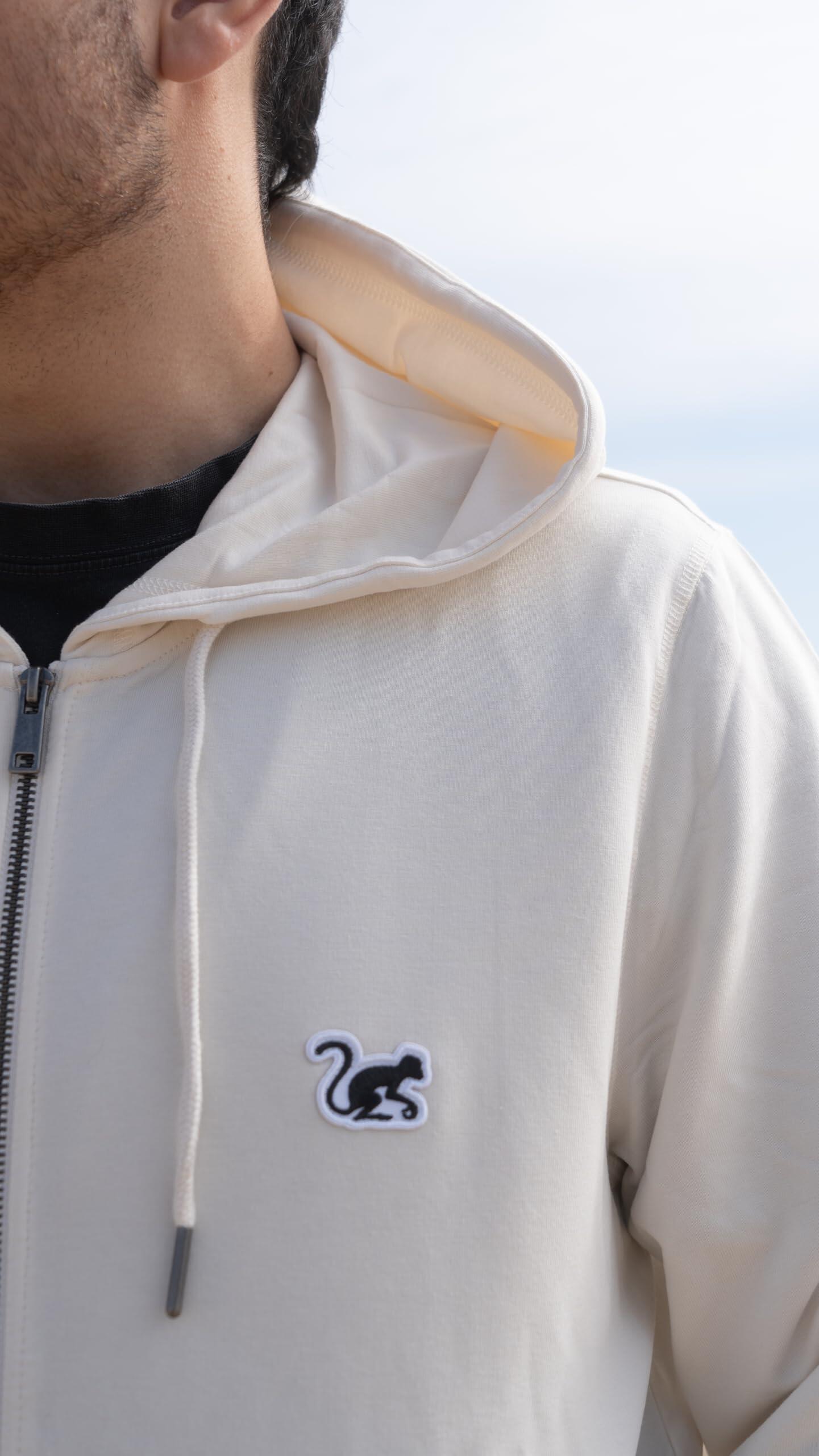 Sweat à capuche zippé pour homme/femme – Écologique (Blanc cassé) 3/7