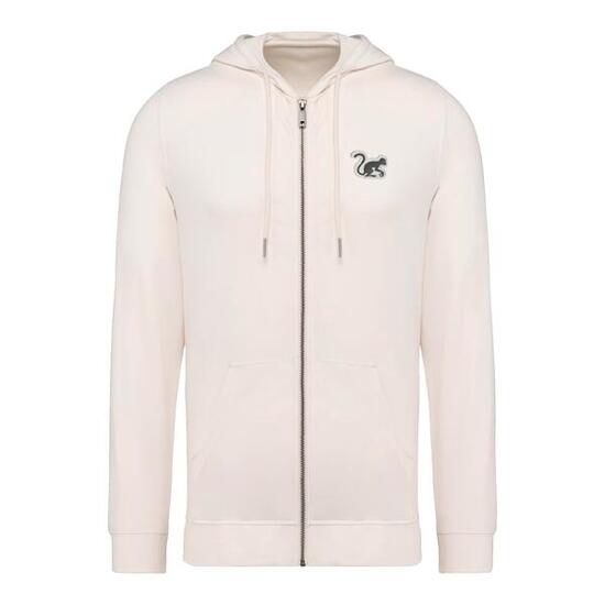Sweat à capuche zippé pour homme/femme – Écologique (Blanc cassé)