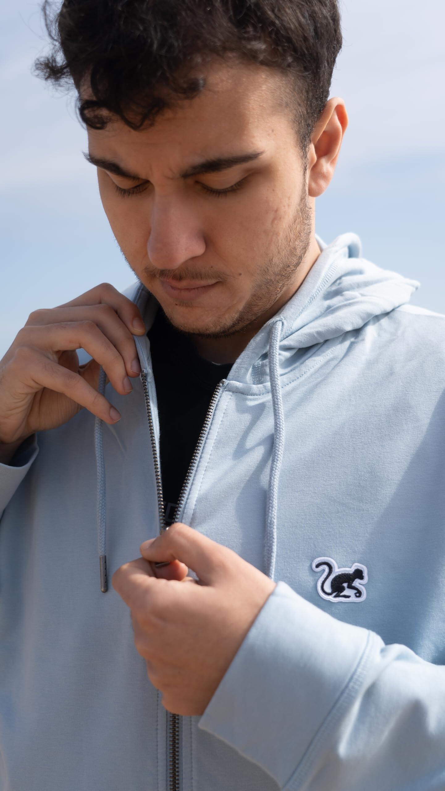 Sudadera Capucha cremallera - Hombre/Mujer - Ecológica (Azul) 5/7