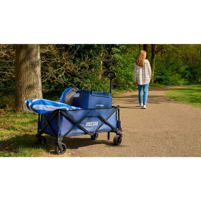 Chariot pliable - Pour matériel de camping 100 kg - Bleu foncé