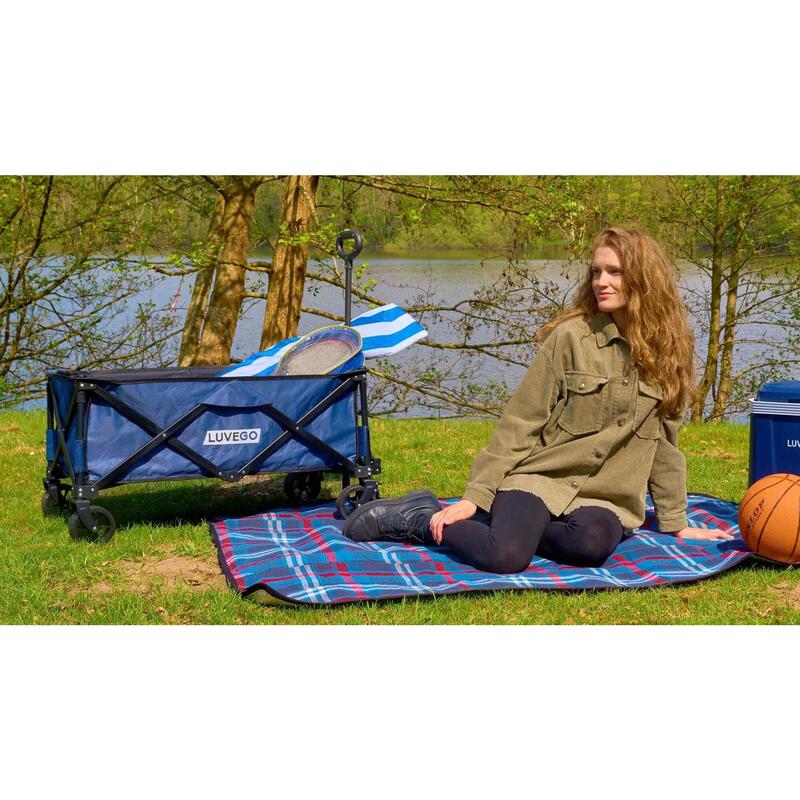 Chariot pliable - Pour matériel de camping 100 kg - Bleu foncé
