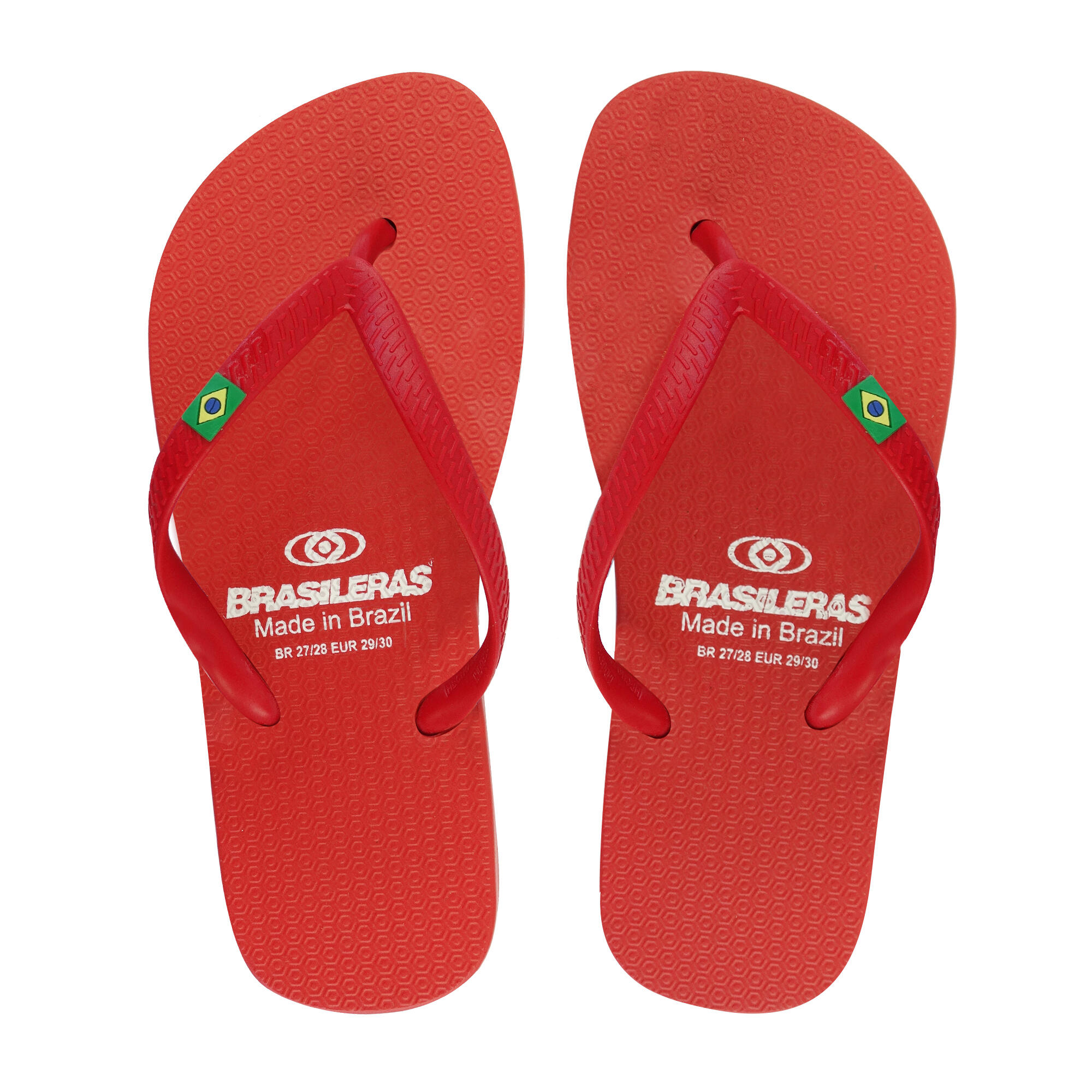 Tongs unisex Brasileras de couleur rouge avec semelle en gomme antidérapant 3/4