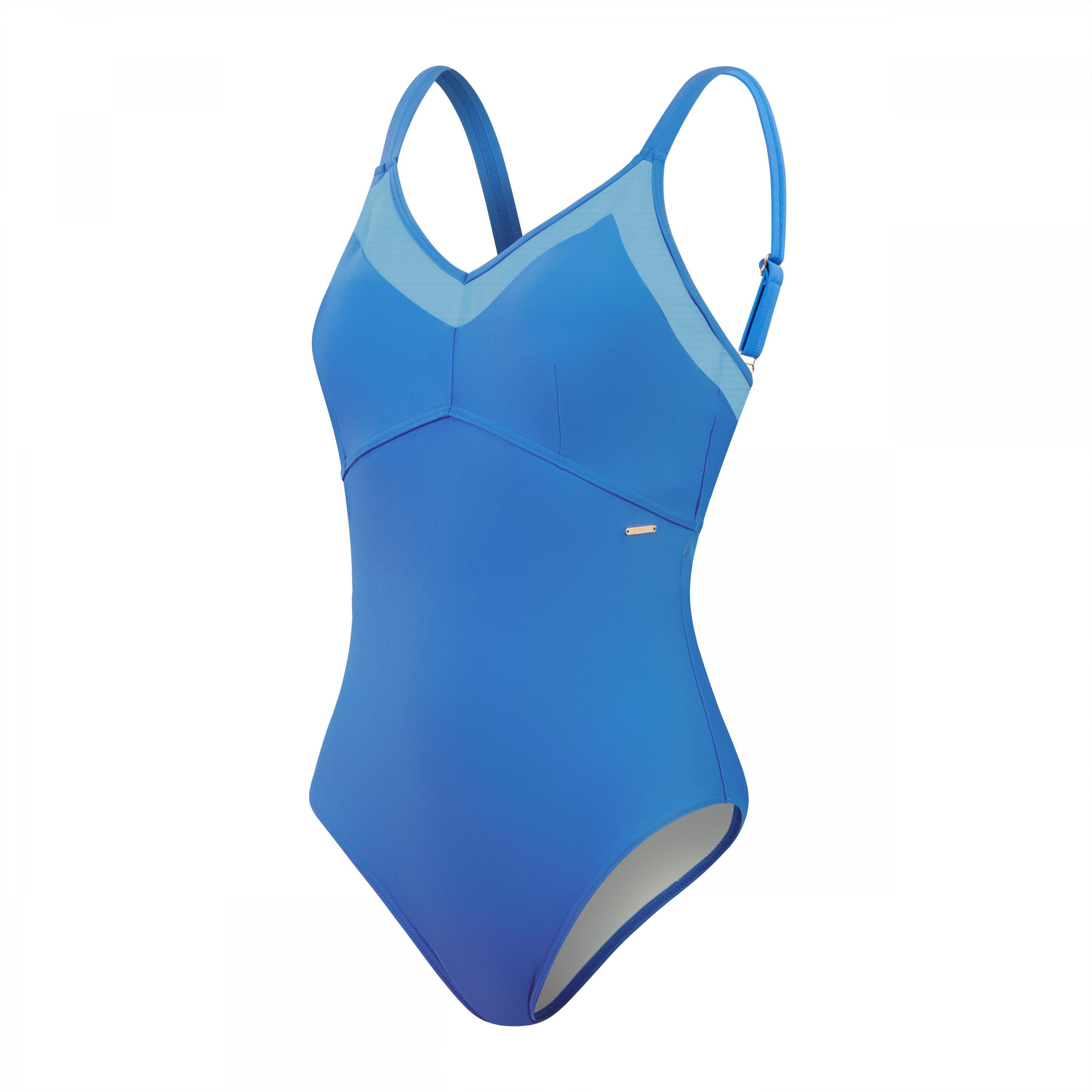 SPEEDO Womens/Ladies Shaping Mesh Detail One Piece Swimsuit (Blue)