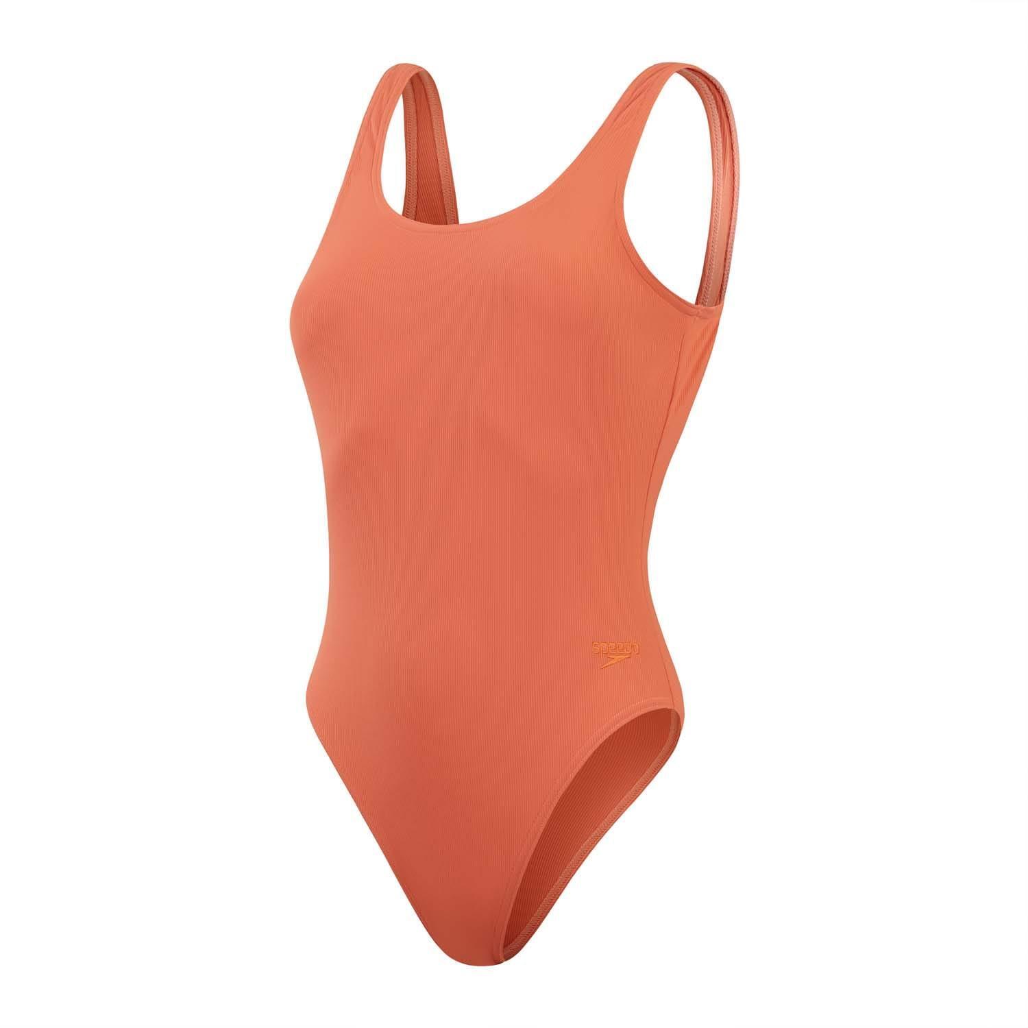 SPEEDO Womens/Ladies Textured UBack One Piece Swimsuit (Orange)
