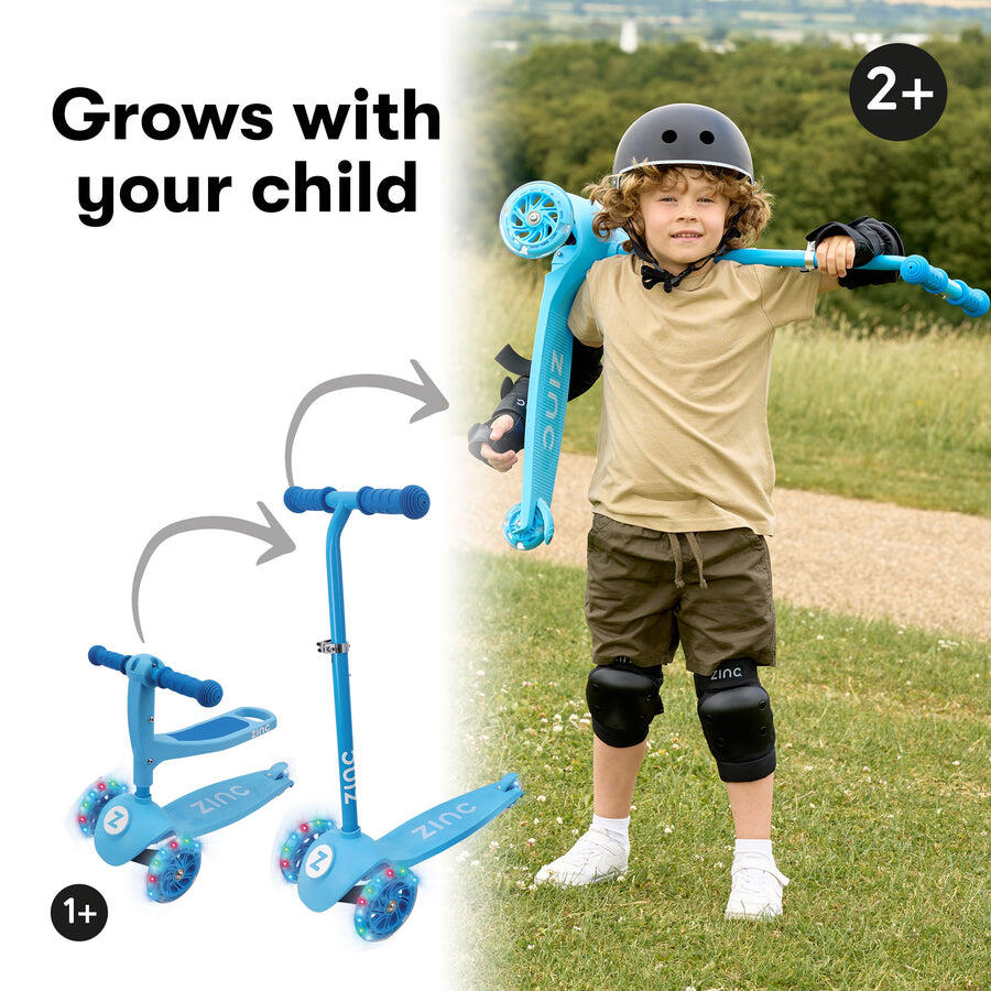 Zinc My First 3-in-1 Kids 3 Wheel Scooter Ride On - Blue 6/6