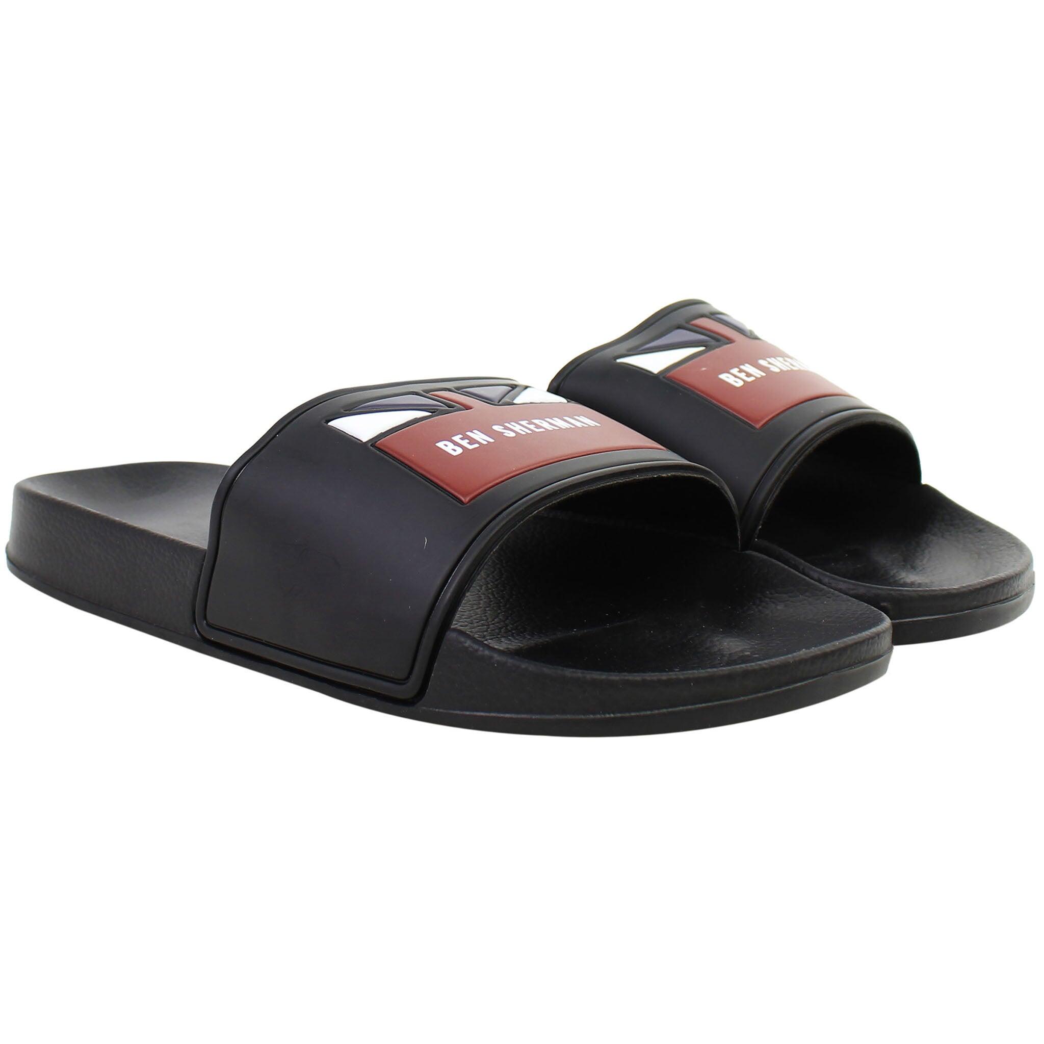 Ben Sherman Union Mens Black Sliders 3/6