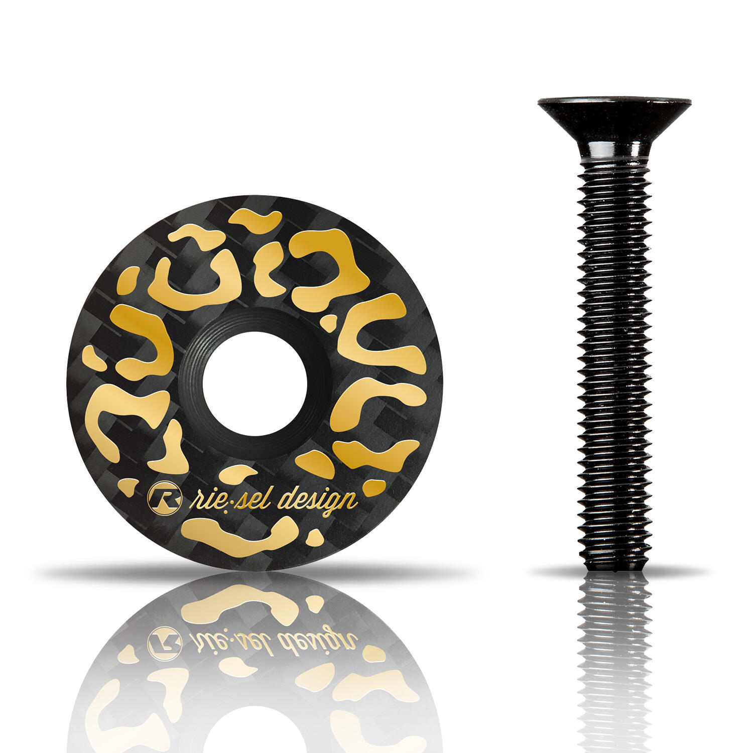 RIESEL DESIGN Carbon stemcap 1 1/8" Vorbaukappe mit Motiv inkl. Schraube MTB Fahrrad Ahead