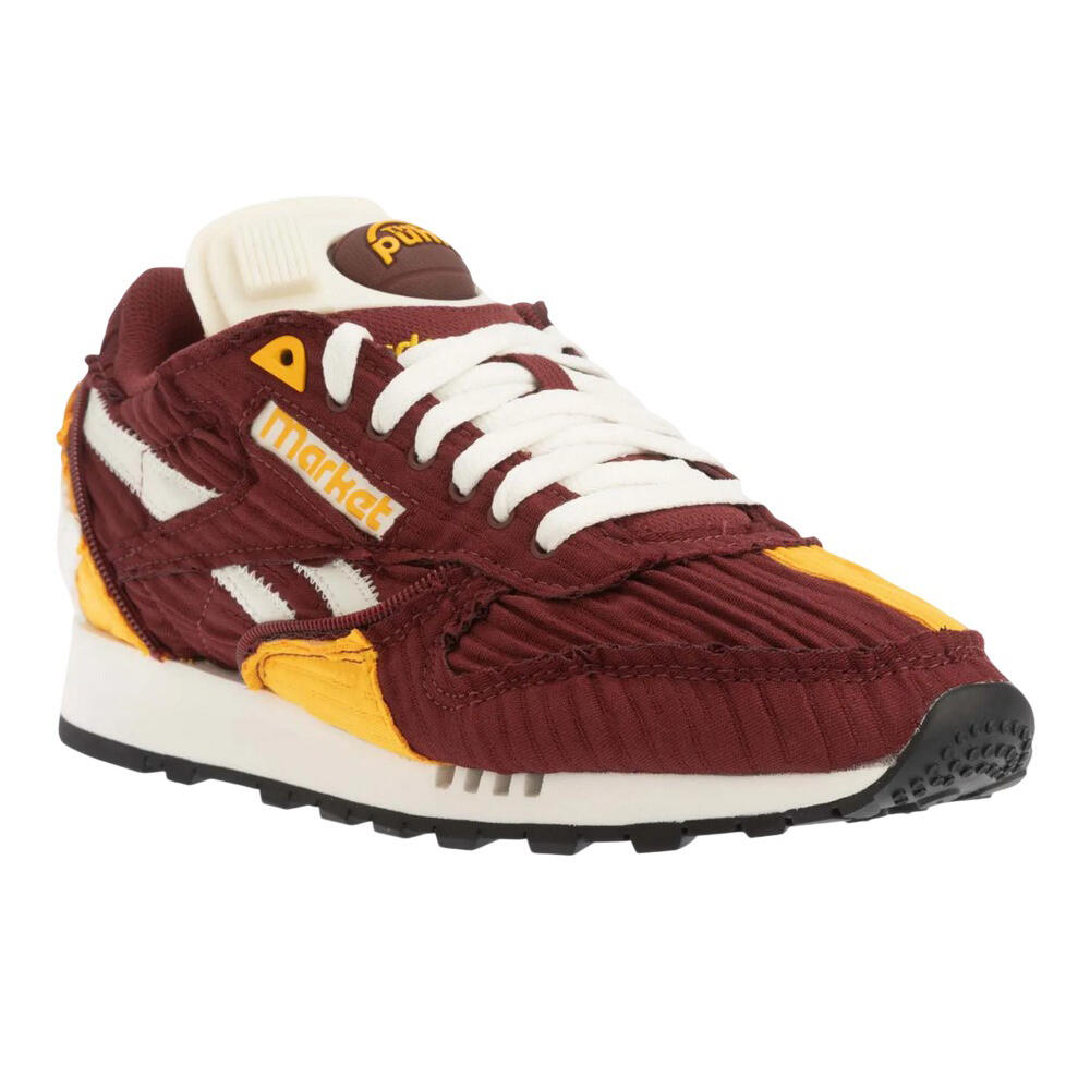 REEBOK Mens Classic Pump Faux Leather Trainers (Burgundy)