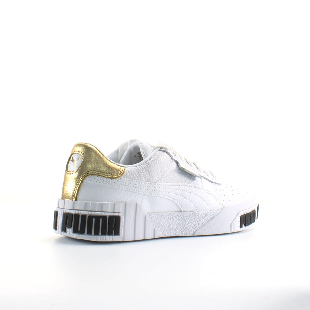 Puma Cali Bold White Leather Womens Lace Up Trainers 371207 01 6/6