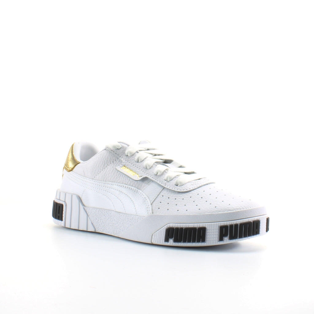 Puma Cali Bold White Leather Womens Lace Up Trainers 371207 01 1/6