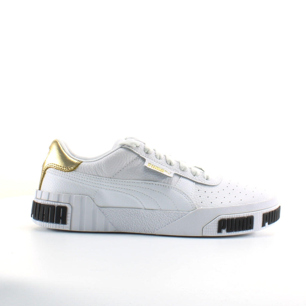 Puma Cali Bold White Leather Womens Lace Up Trainers 371207 01 2/6