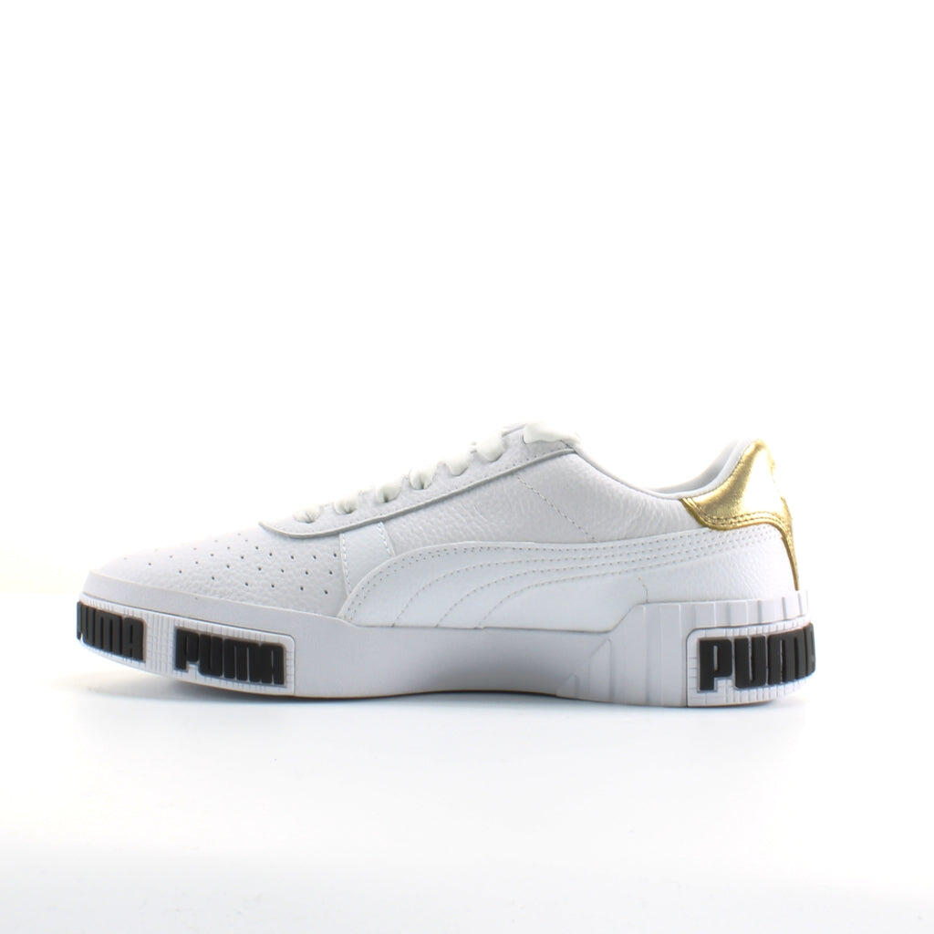 Puma Cali Bold White Leather Womens Lace Up Trainers 371207 01 4/6