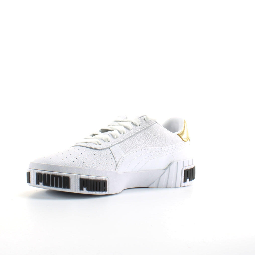 Puma Cali Bold White Leather Womens Lace Up Trainers 371207 01 3/6