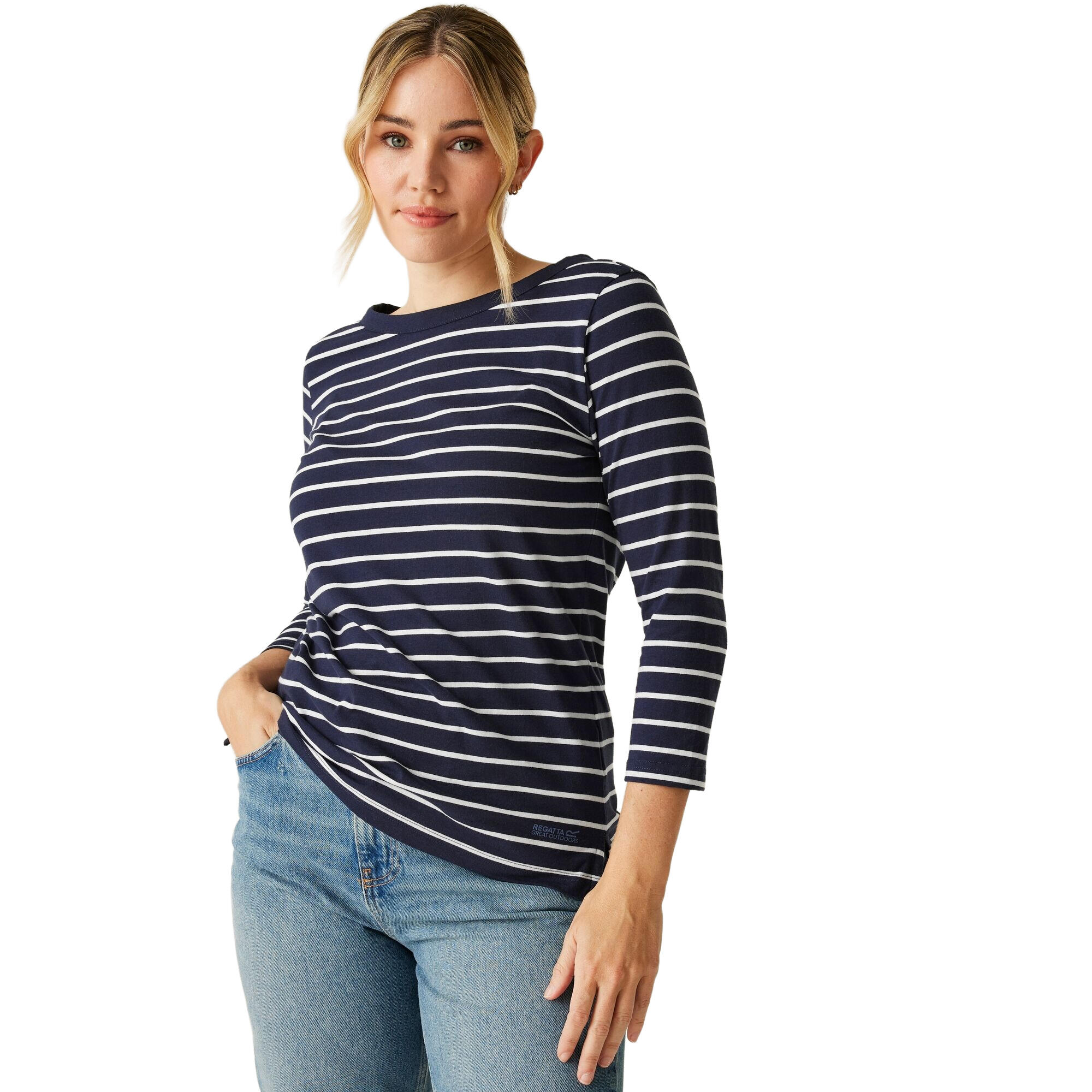 Tshirt Motif/style Rayé BAYLETTE Femme (Bleu Marine / Blanc) 4/5