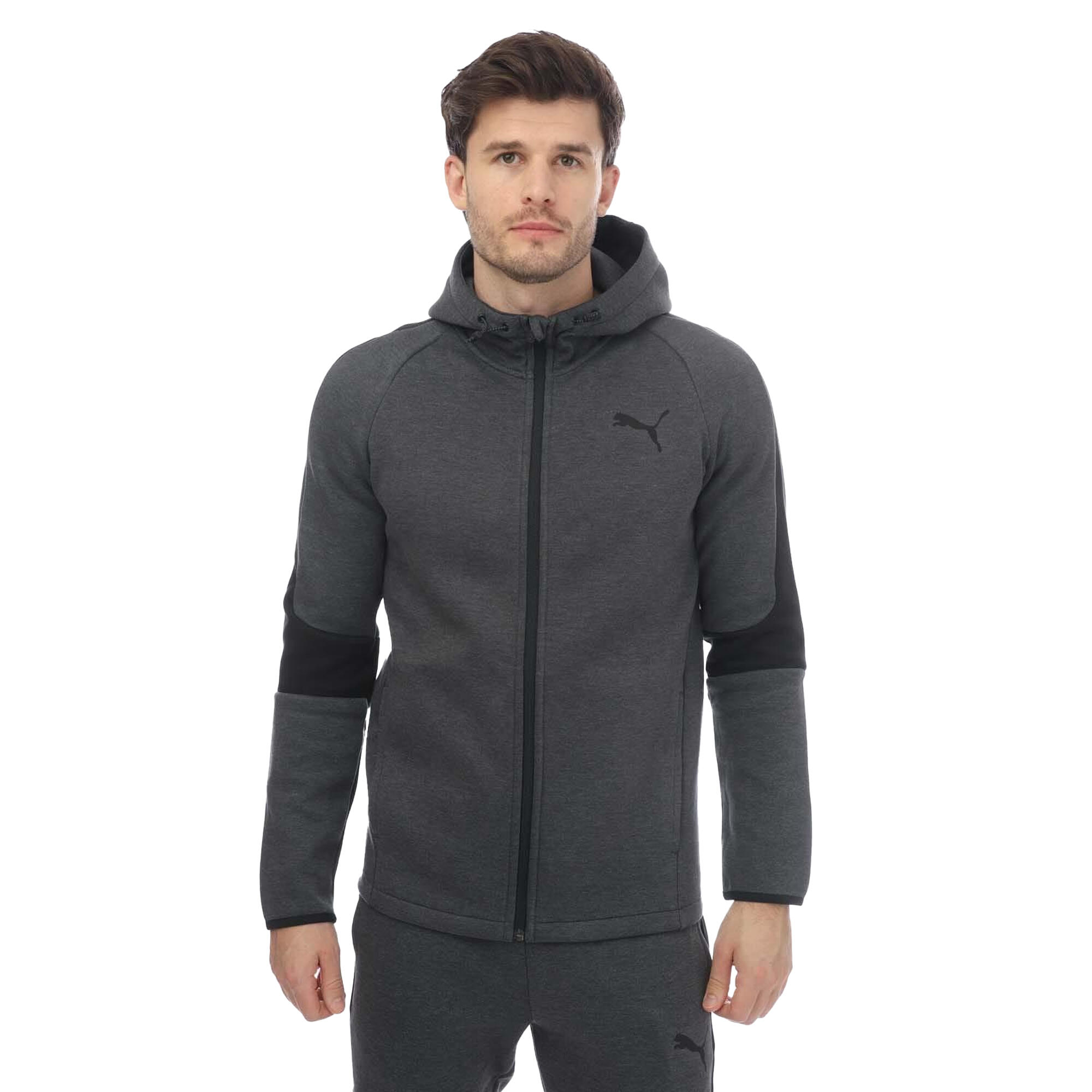 PUMA Mens Evostripe Core Full Zip Hoodie (Grey Heather)