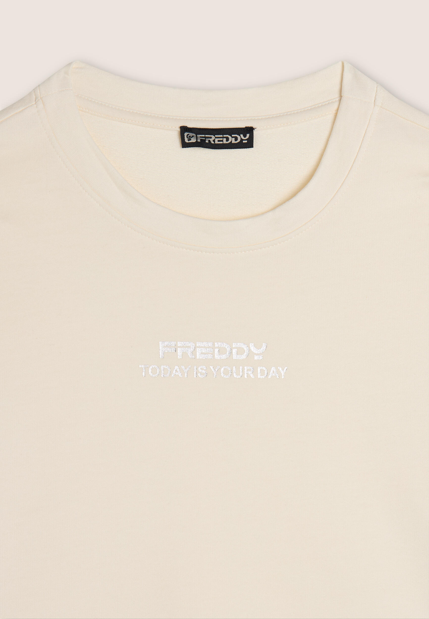 Felpa cropped comfort fit con grafica frontale 3/3