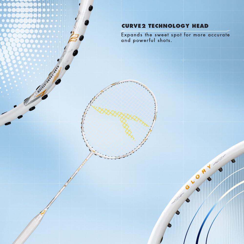HUNDRED Glory Édition Limitée Raquette Badminton Cordée Blanc 3/6