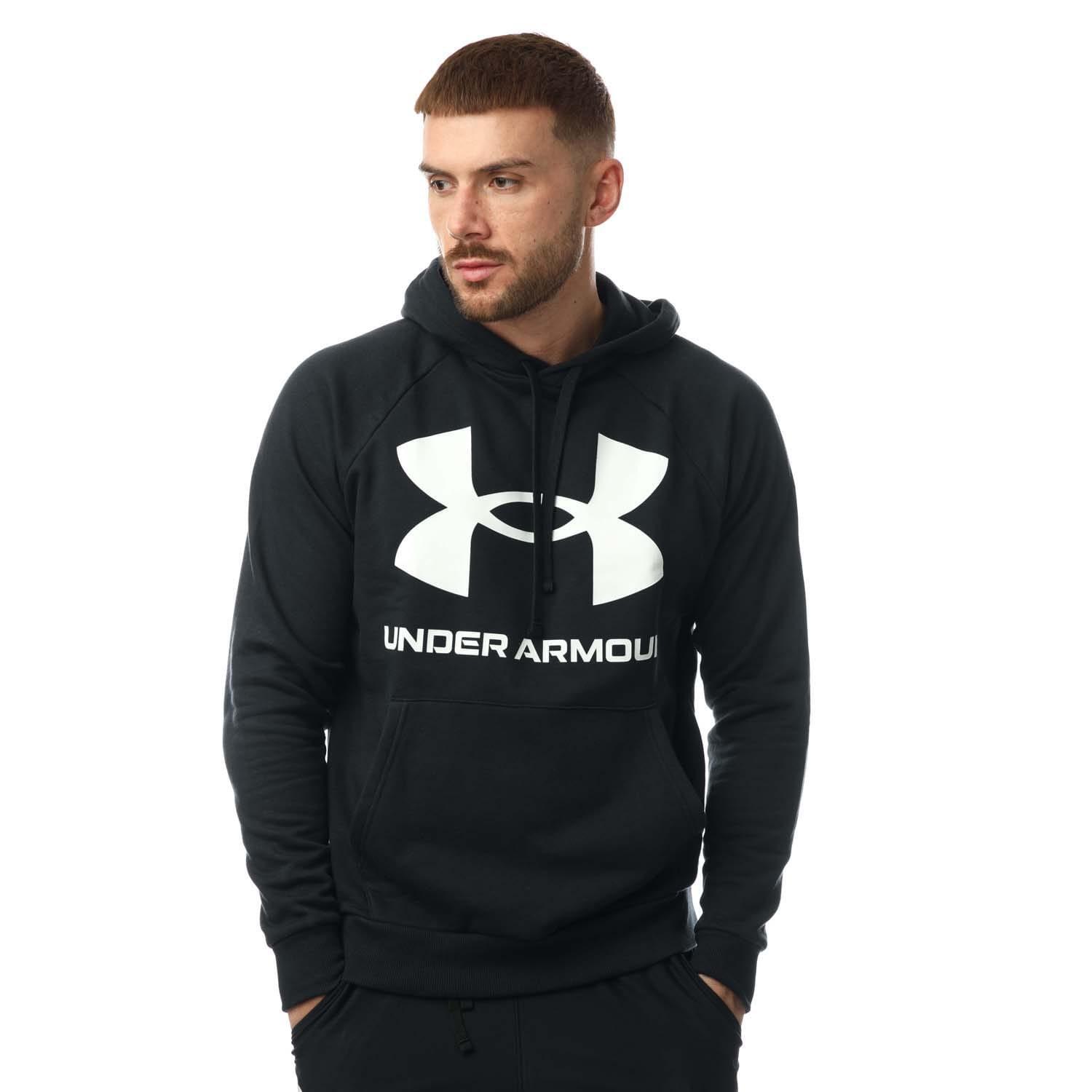 Mens Rival Logo Fleece Hoodie (Black/White) 1/4