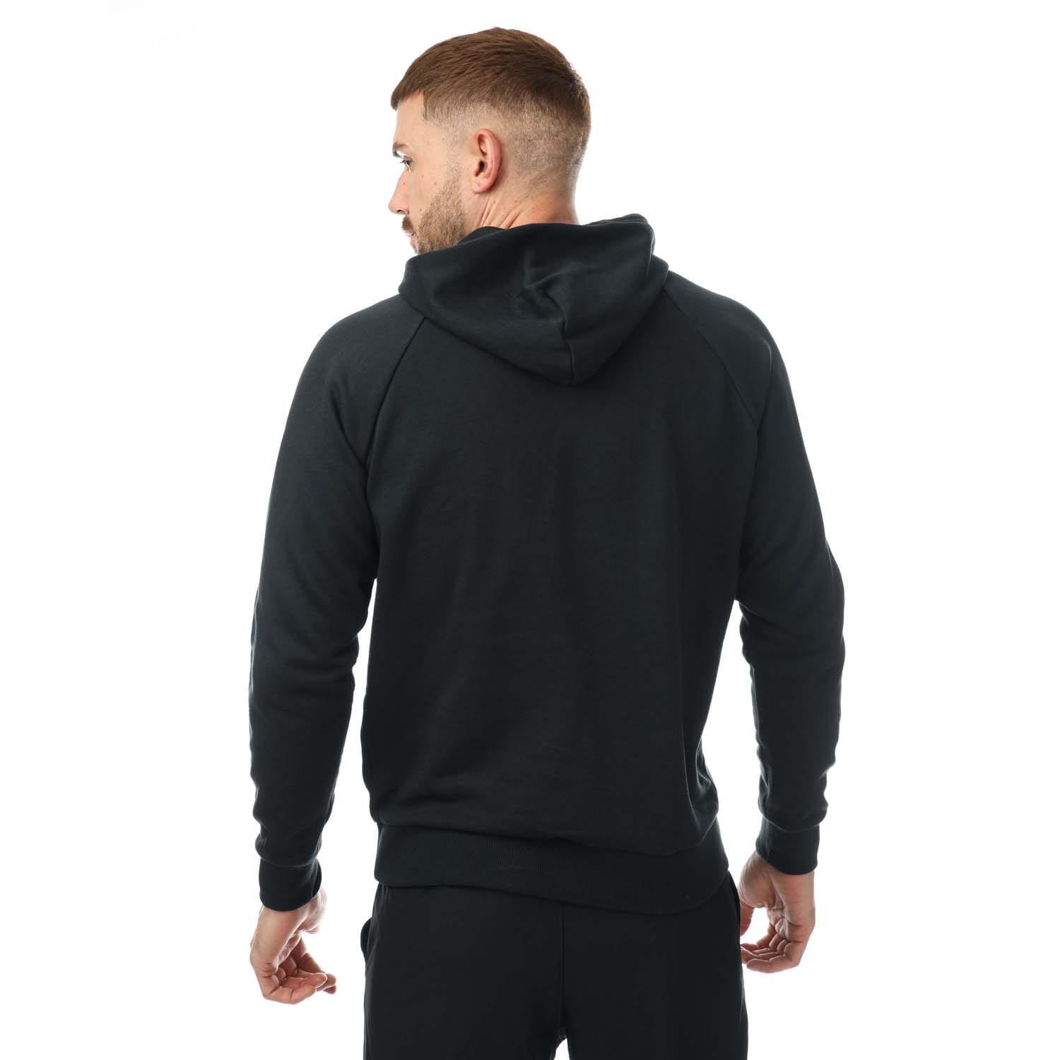Mens Rival Logo Fleece Hoodie (Black/White) 2/4