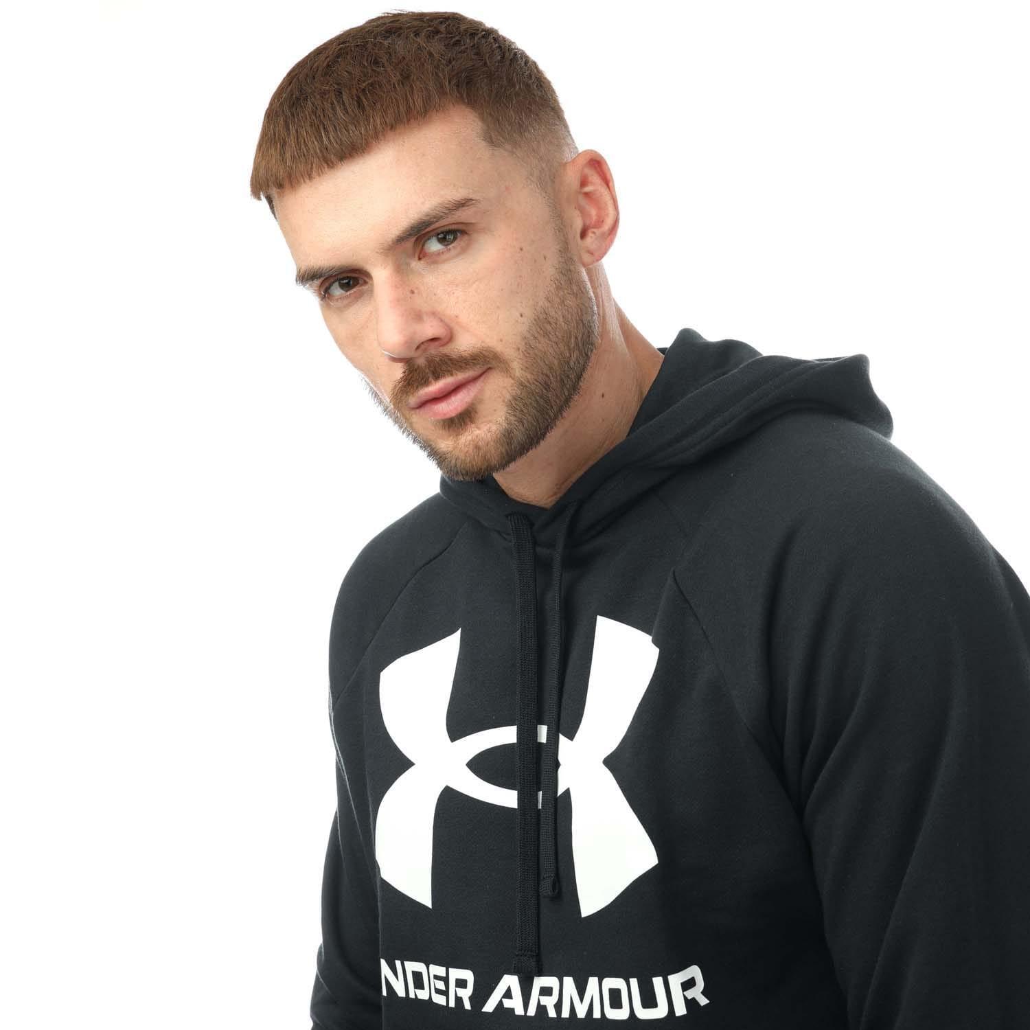 Mens Rival Logo Fleece Hoodie (Black/White) 3/4