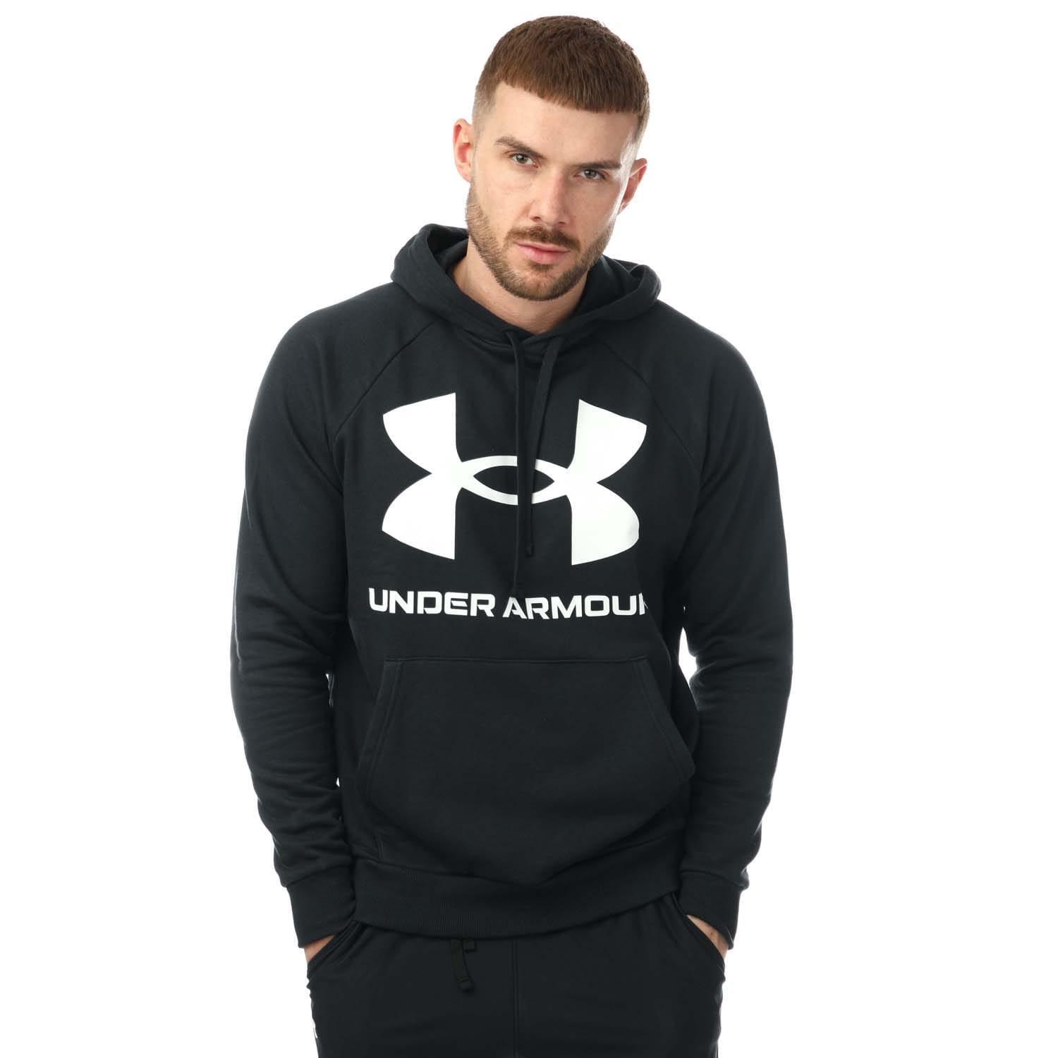 Mens Rival Logo Fleece Hoodie (Black/White) 4/4
