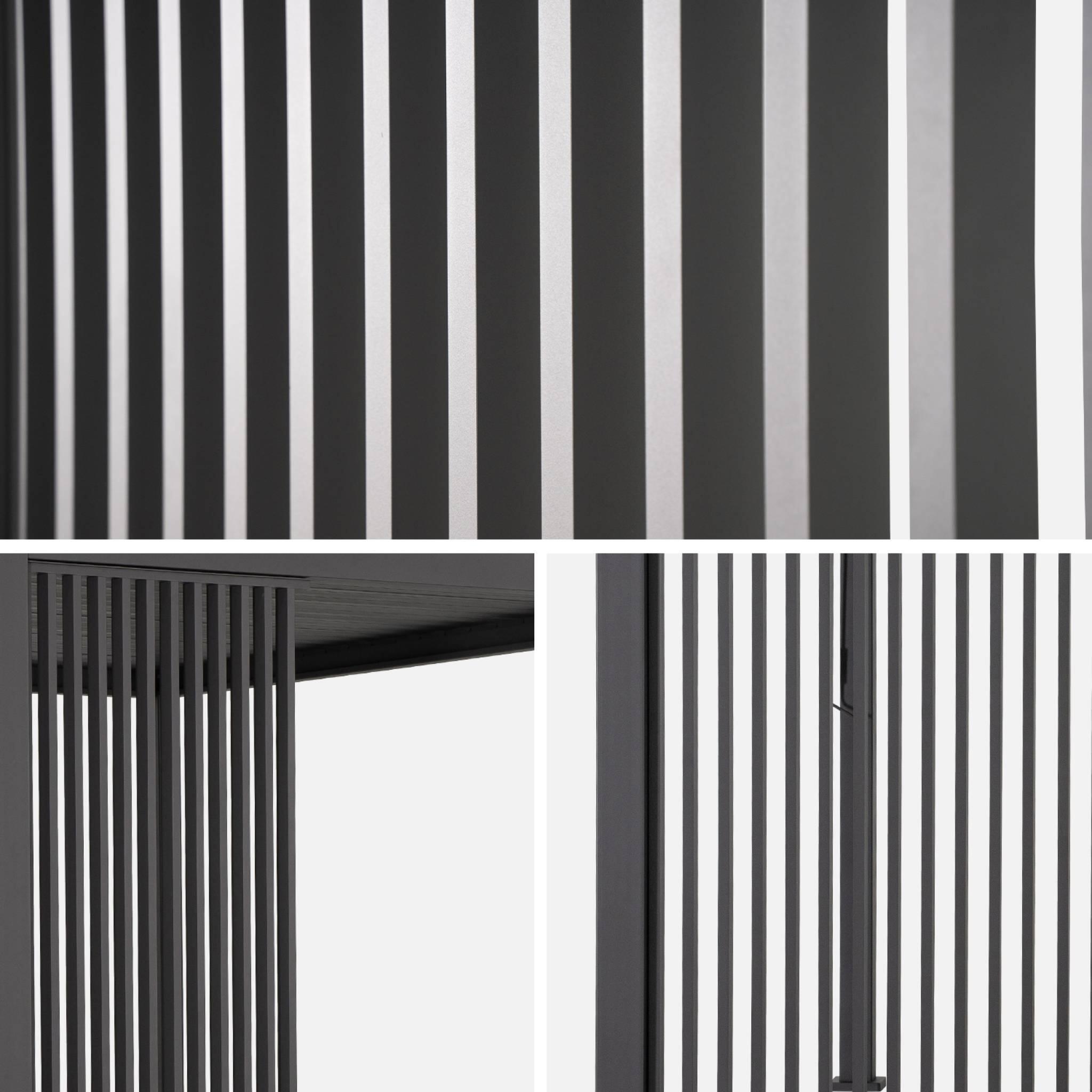 Pérgola bioclimática de aluminio 3x4m + 3 persianas verticales 1.3m, Antracita 5/5