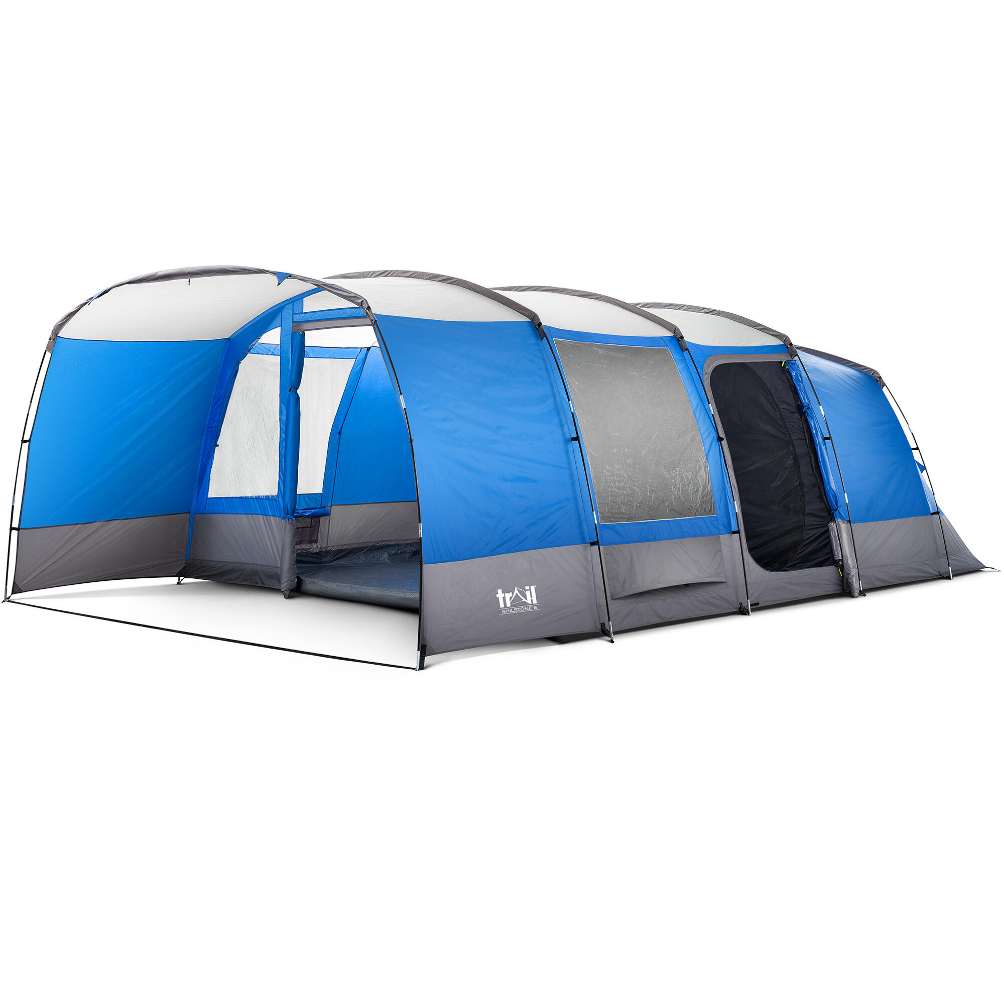 TRAIL OUTDOOR LEISURE Shilstone 6 Man Tunnel Tent Family Camping Festival 5000mm Waterproof Dark Zone