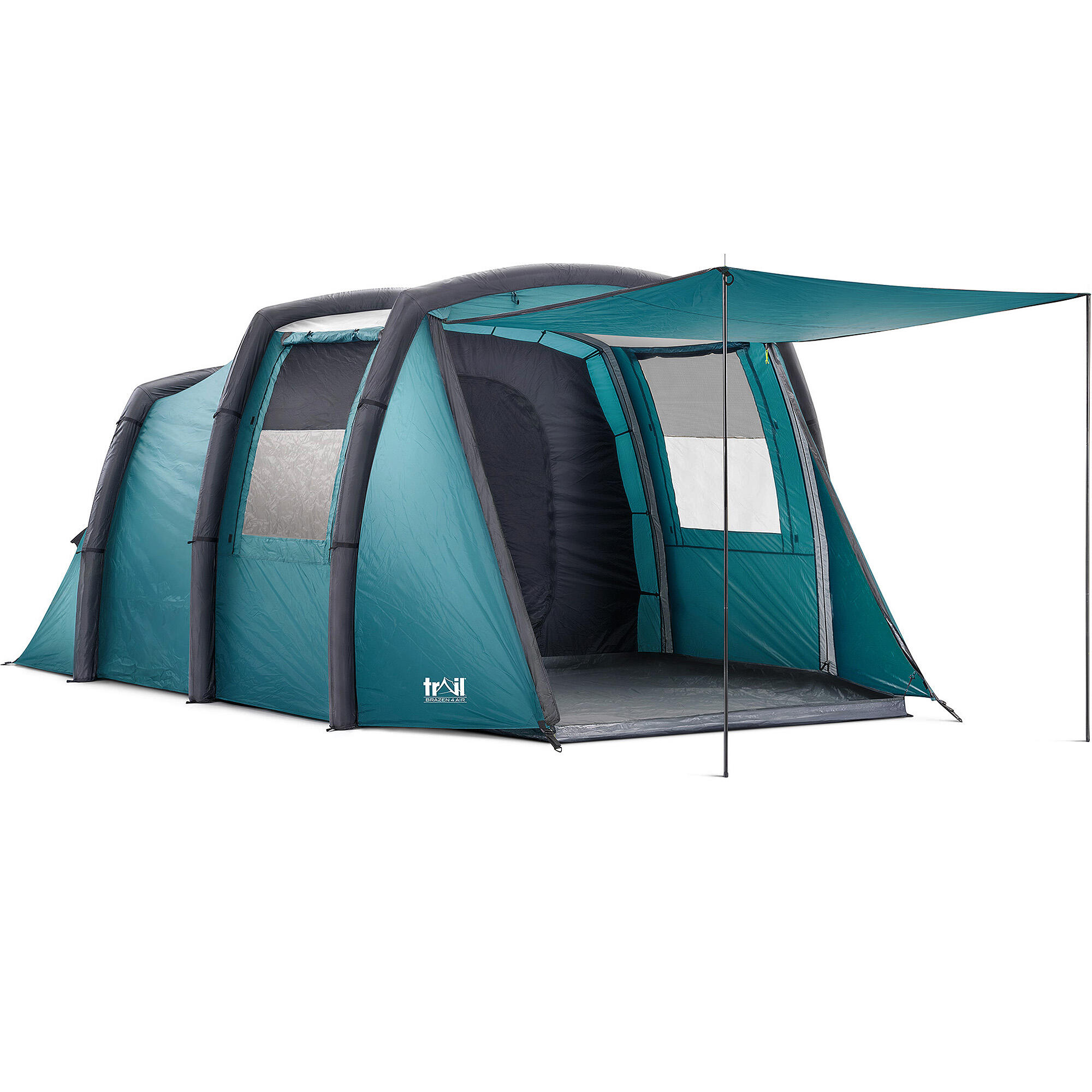 TRAIL OUTDOOR LEISURE Brazen Inflatable Air Tent 4 Man 5000mm Living Area Bedroom Pump And Bag