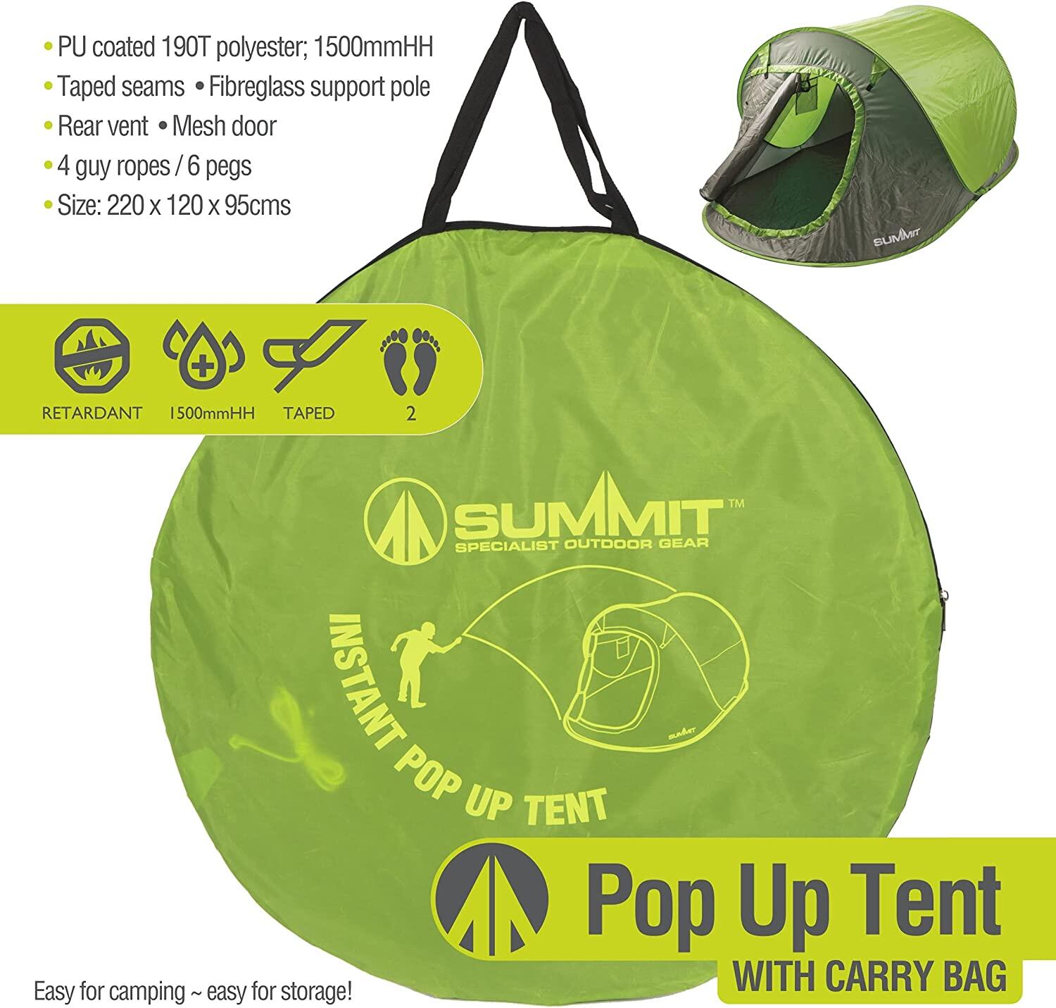 Man Pop Up Tent, Camping, Size: 220cm x 120cm x 95cm SUMMIT