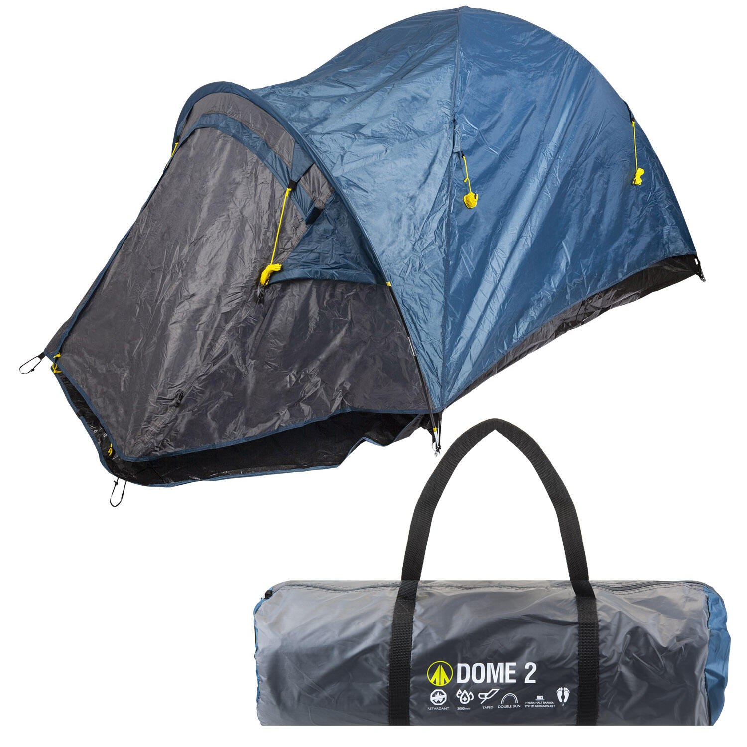 SUMMIT Dome Tent 2 Person Double Skin Taped seams, Built in groundsheet  Indigo Blue
