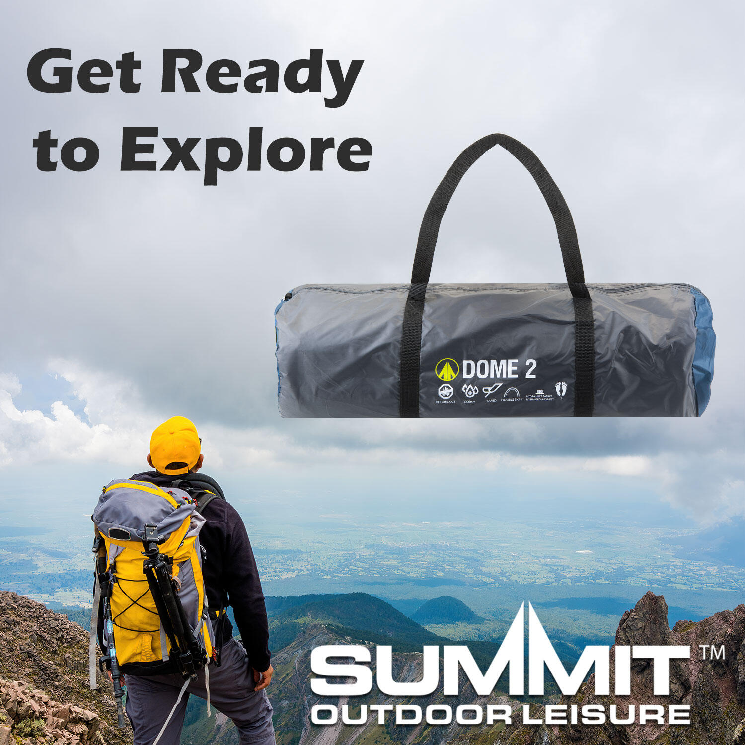 Dome Tent 2 Person Double Skin Taped seams, Built in groundsheet