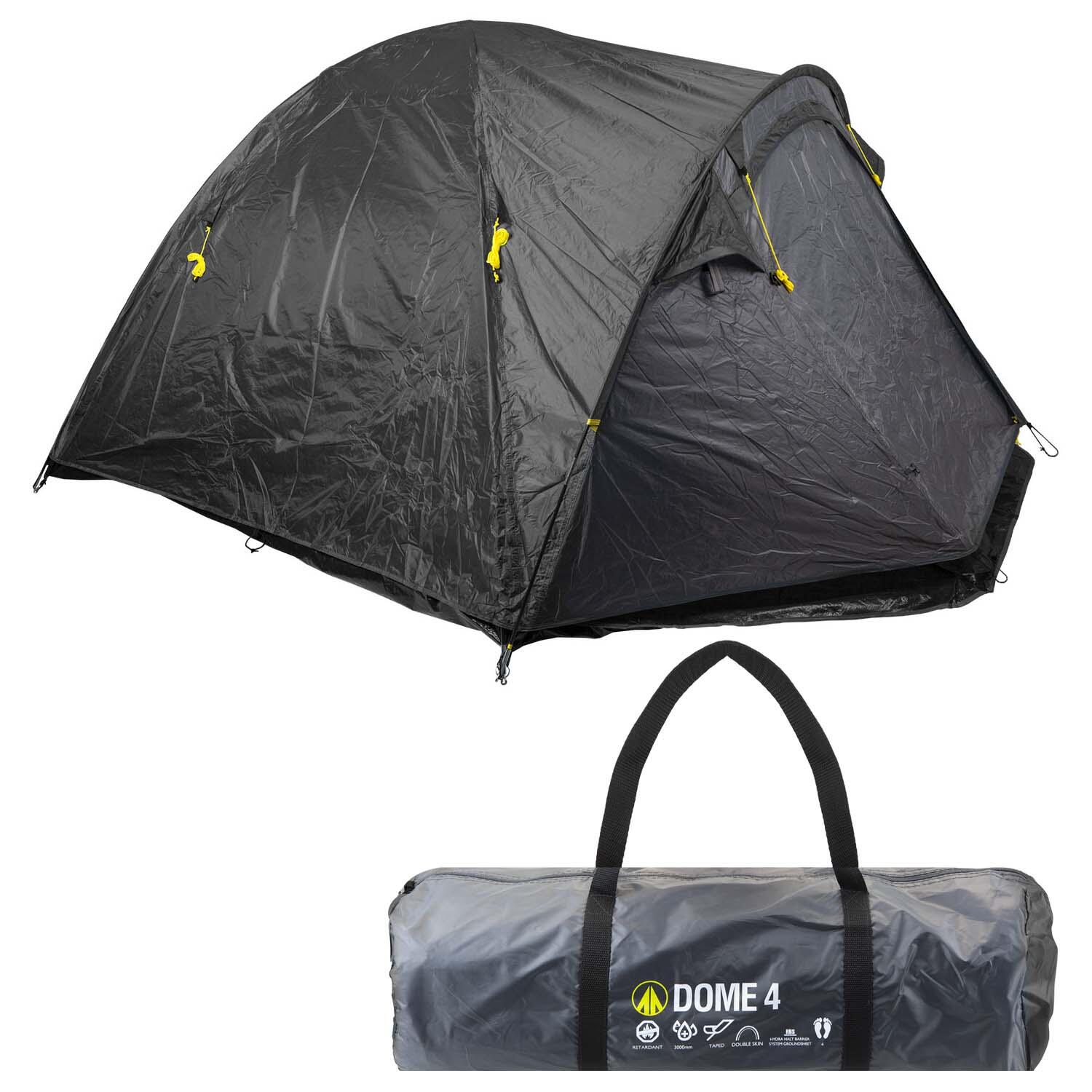 SUMMIT Dome Tent 4 Person Double Skin Taped seams, Built in groundsheet  Slate Grey