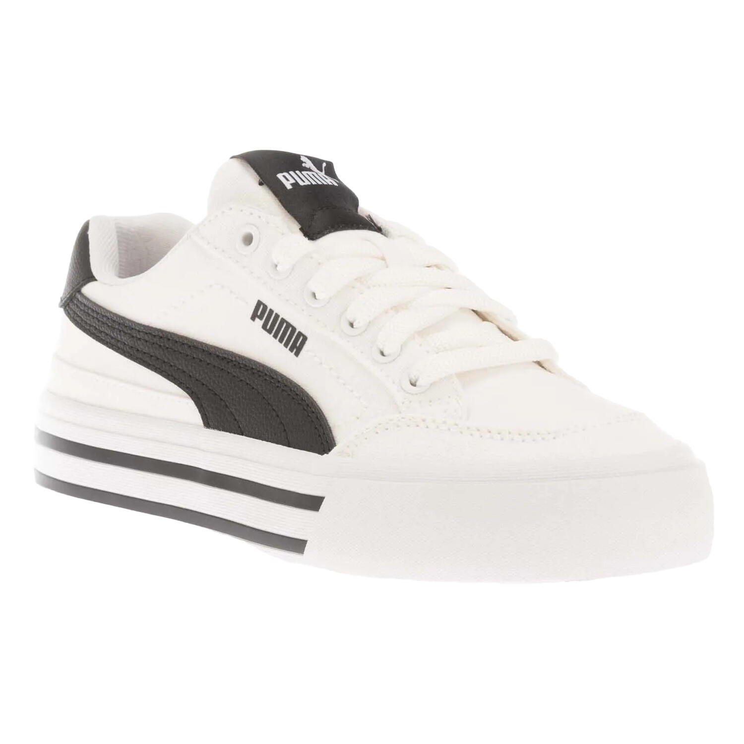 PUMA Childrens/Kids Court Classic Vulc Trainers (Black/White)